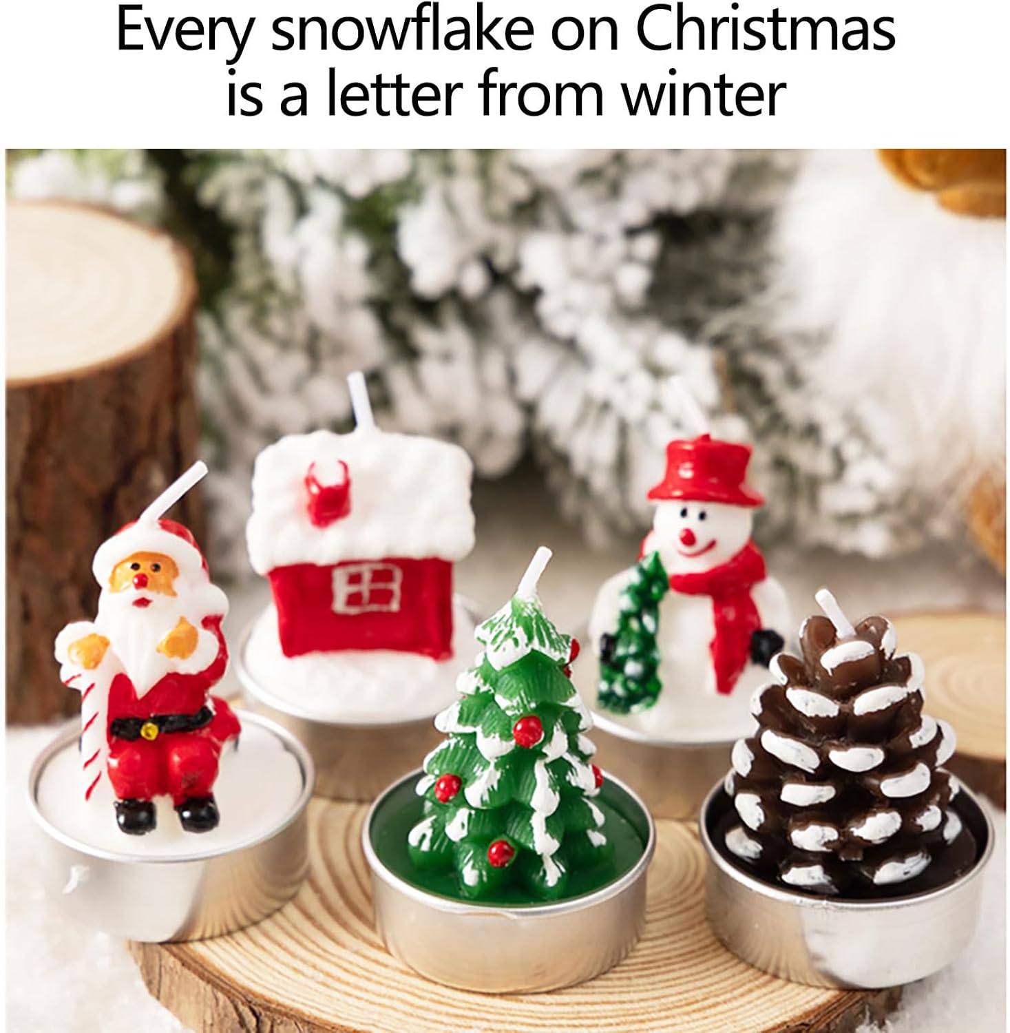 Mini Christmas unscented tea light candles with 3 designs