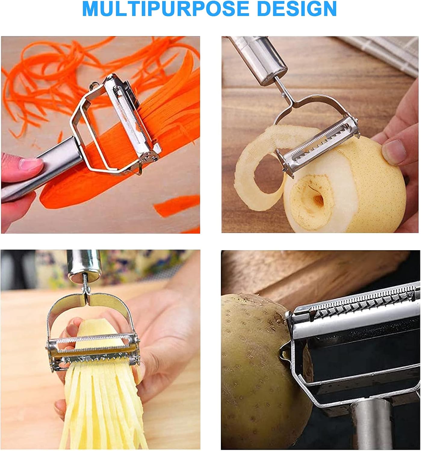 Stainless Steel dual blade vegetable peeler with handle