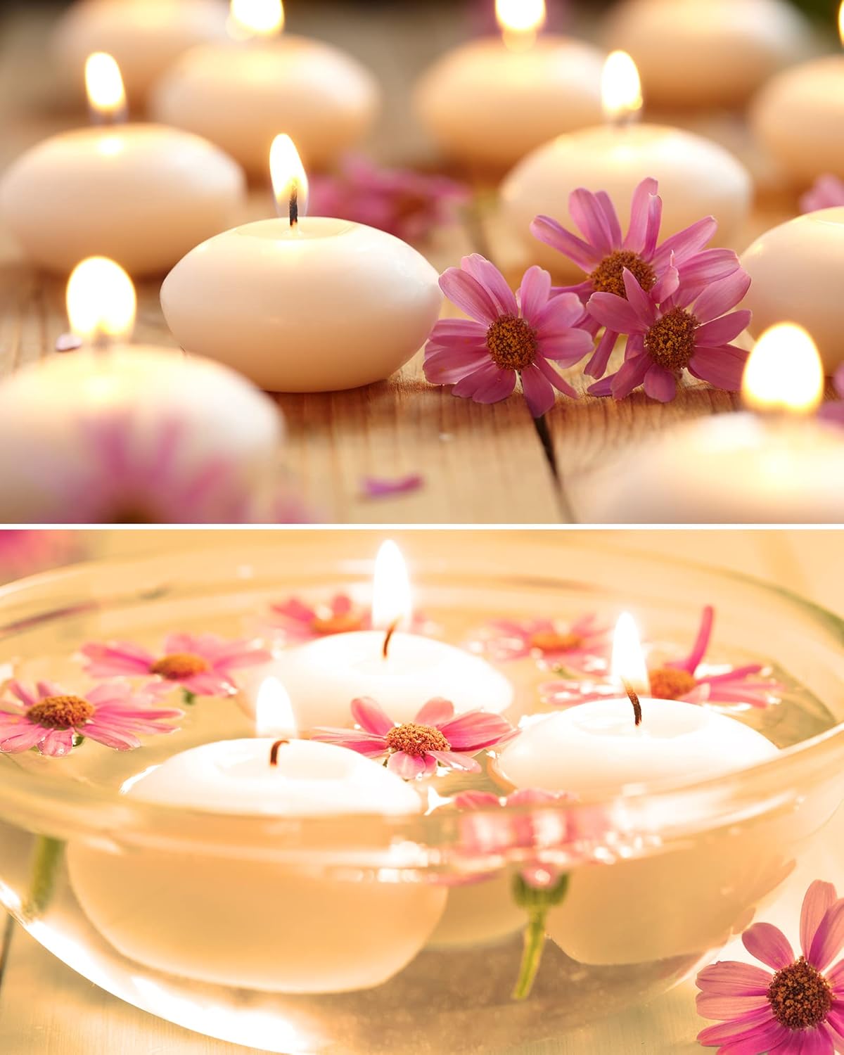 Sealed-Top Floating Tealight Candles Elegant White Set