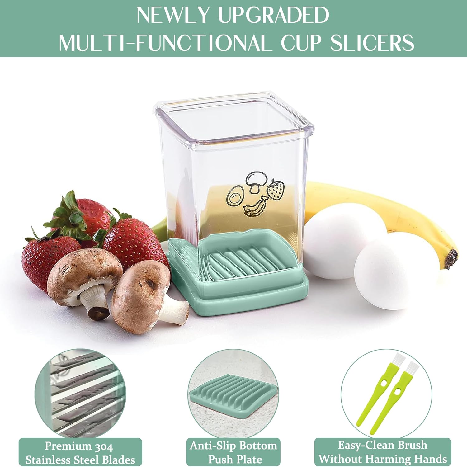 Stainless Steel Fruit Slicer with Push Plate