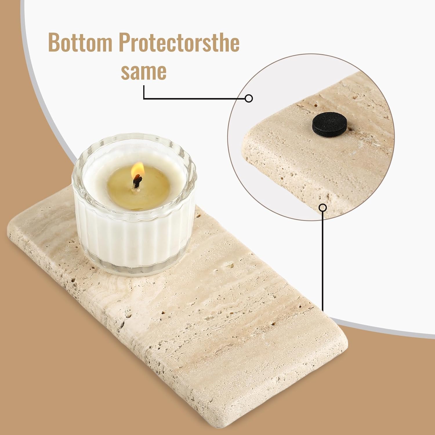 BCS Natural Travertine Candle Plate - Elegantly Designed for Home Use