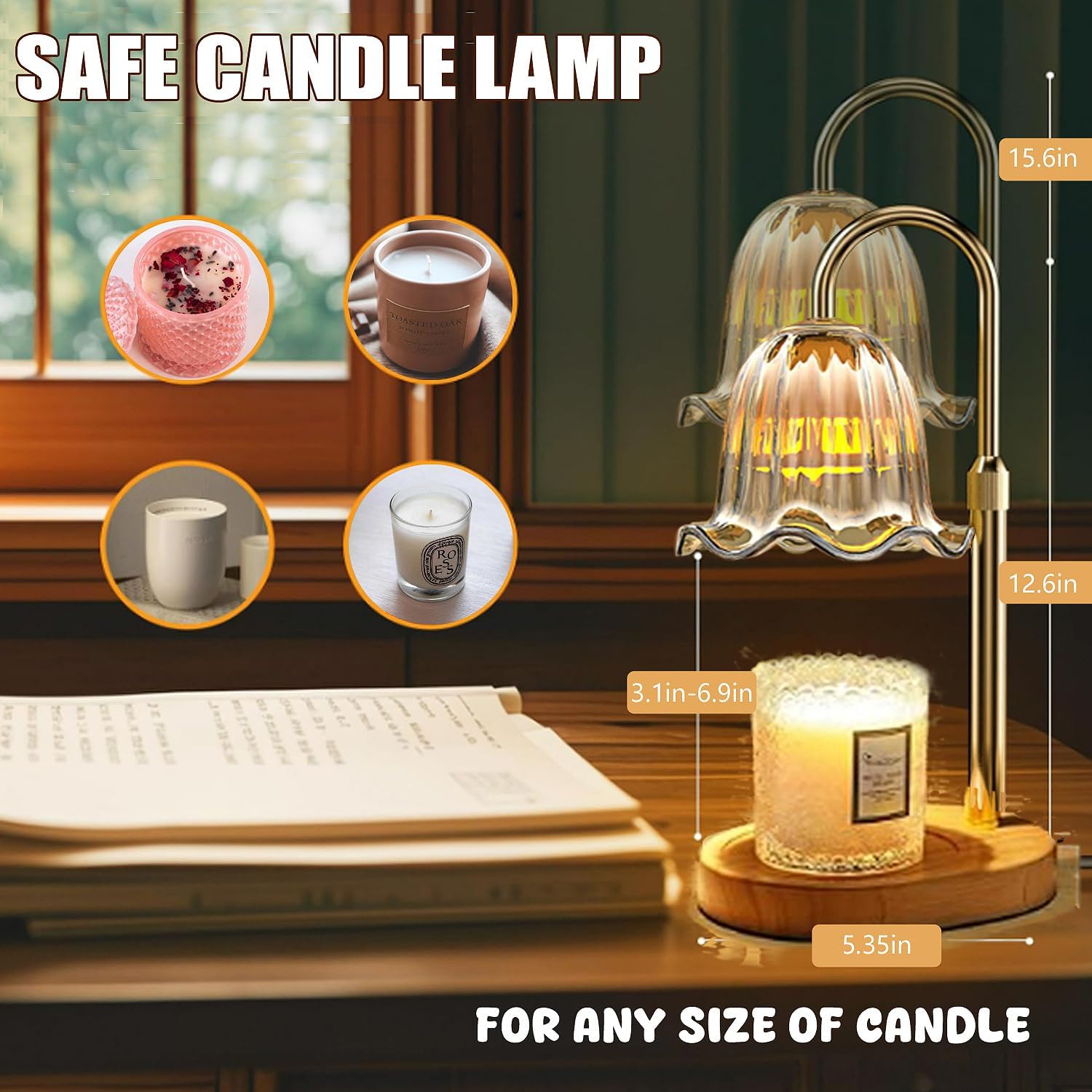 Adjustable Amber Candle Warmer with Timer