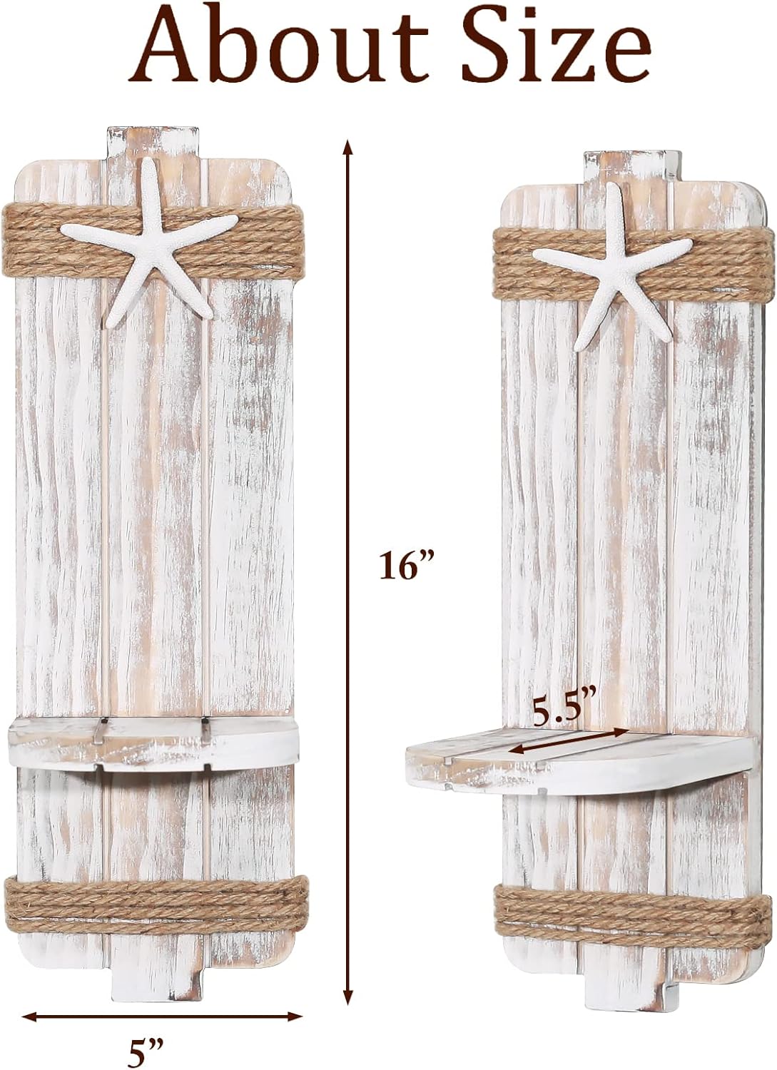Coastal Wall Sconces Rustic Starfish Set of 2