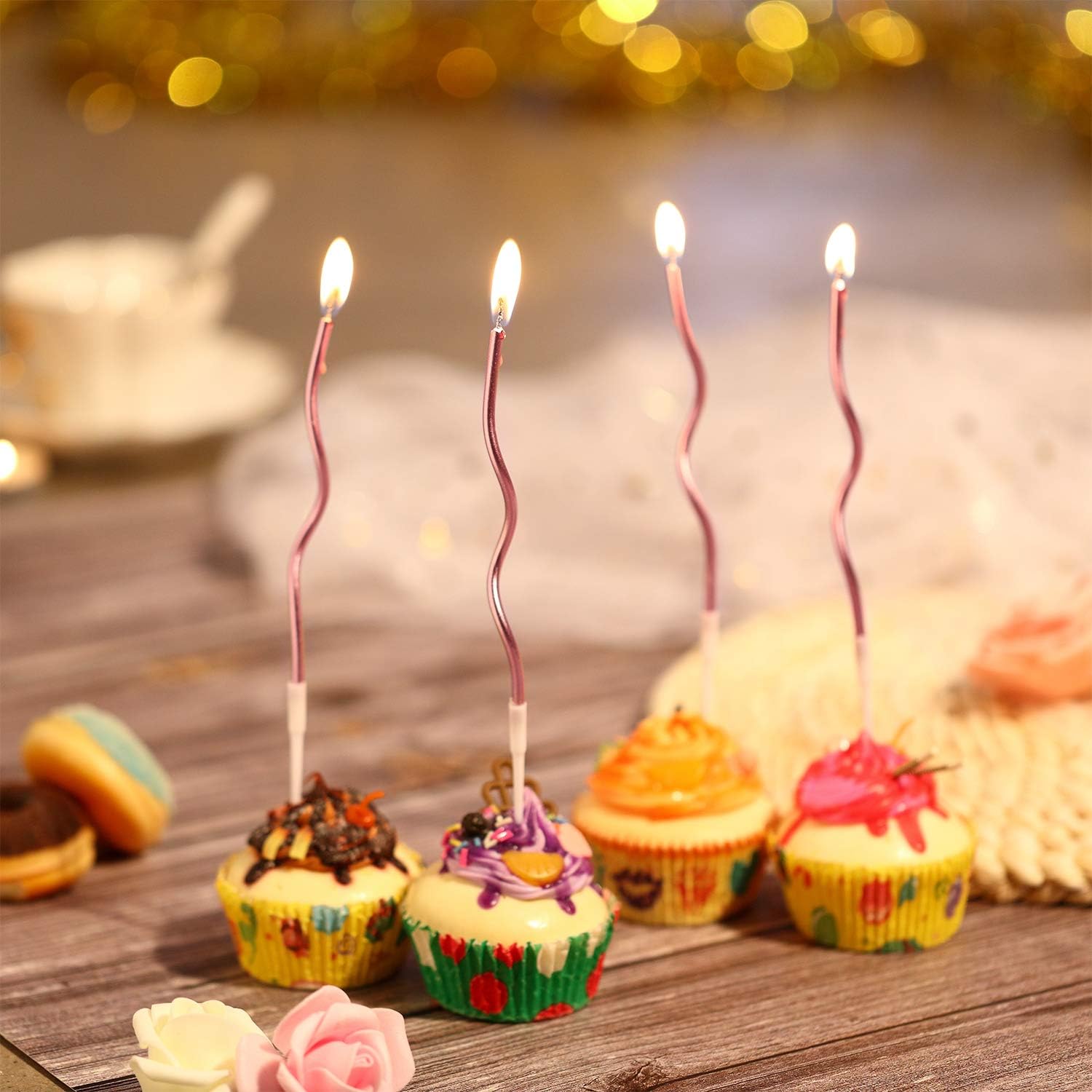 Twisted Birthday Candles with Holders
