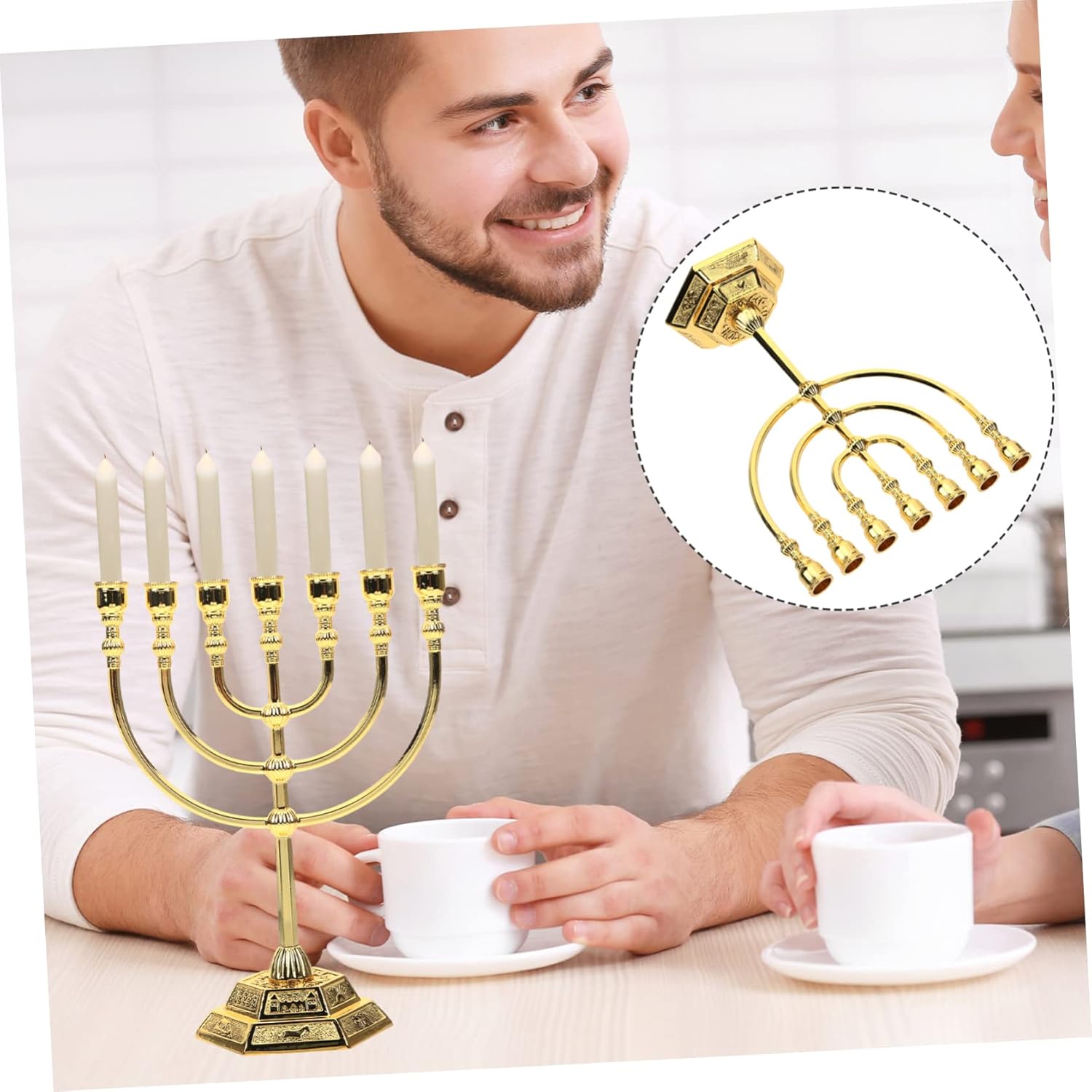 7-Piece Metal Candlestick Set for Israelis