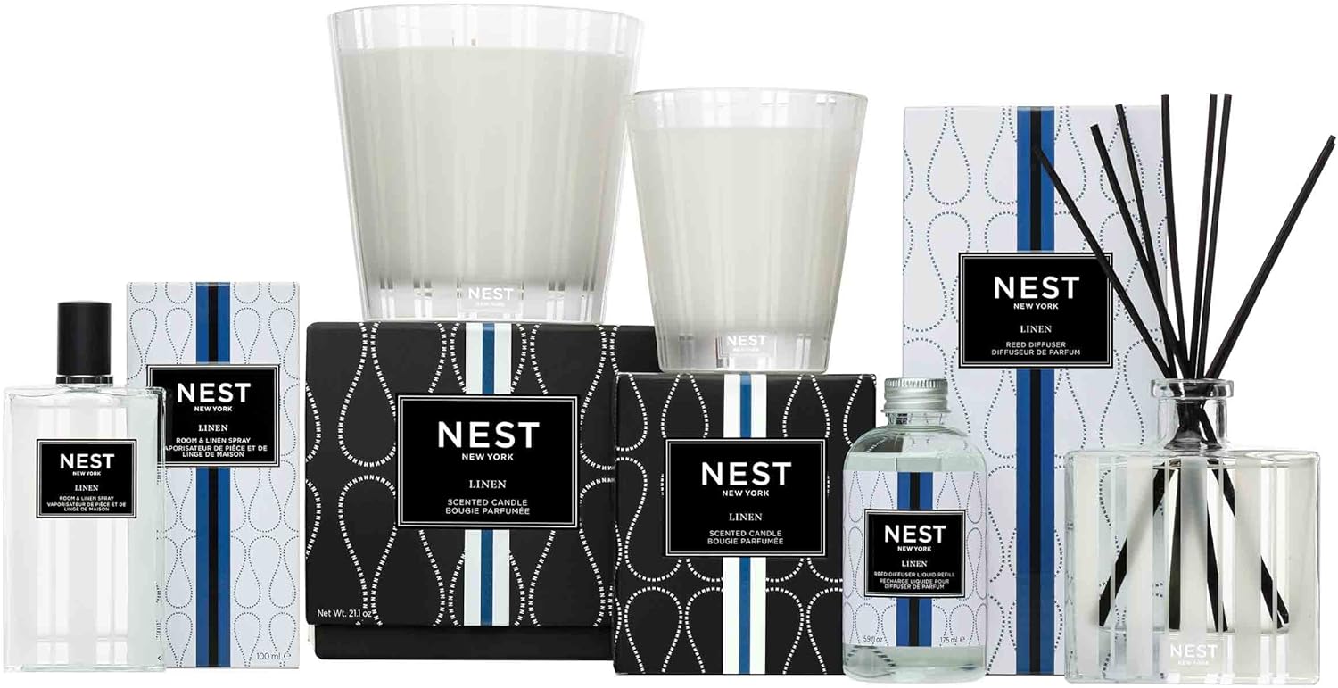 NEST Fragrances Linen Candle - Luxury Glass Elegantly burn