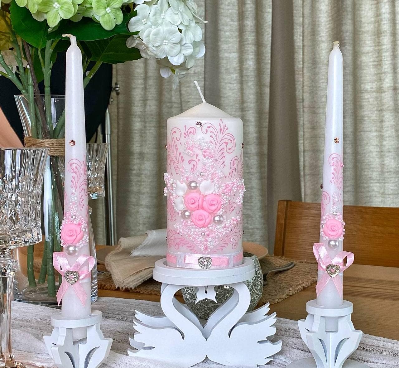 VABA Best Rose Pink Wedding Candle Set