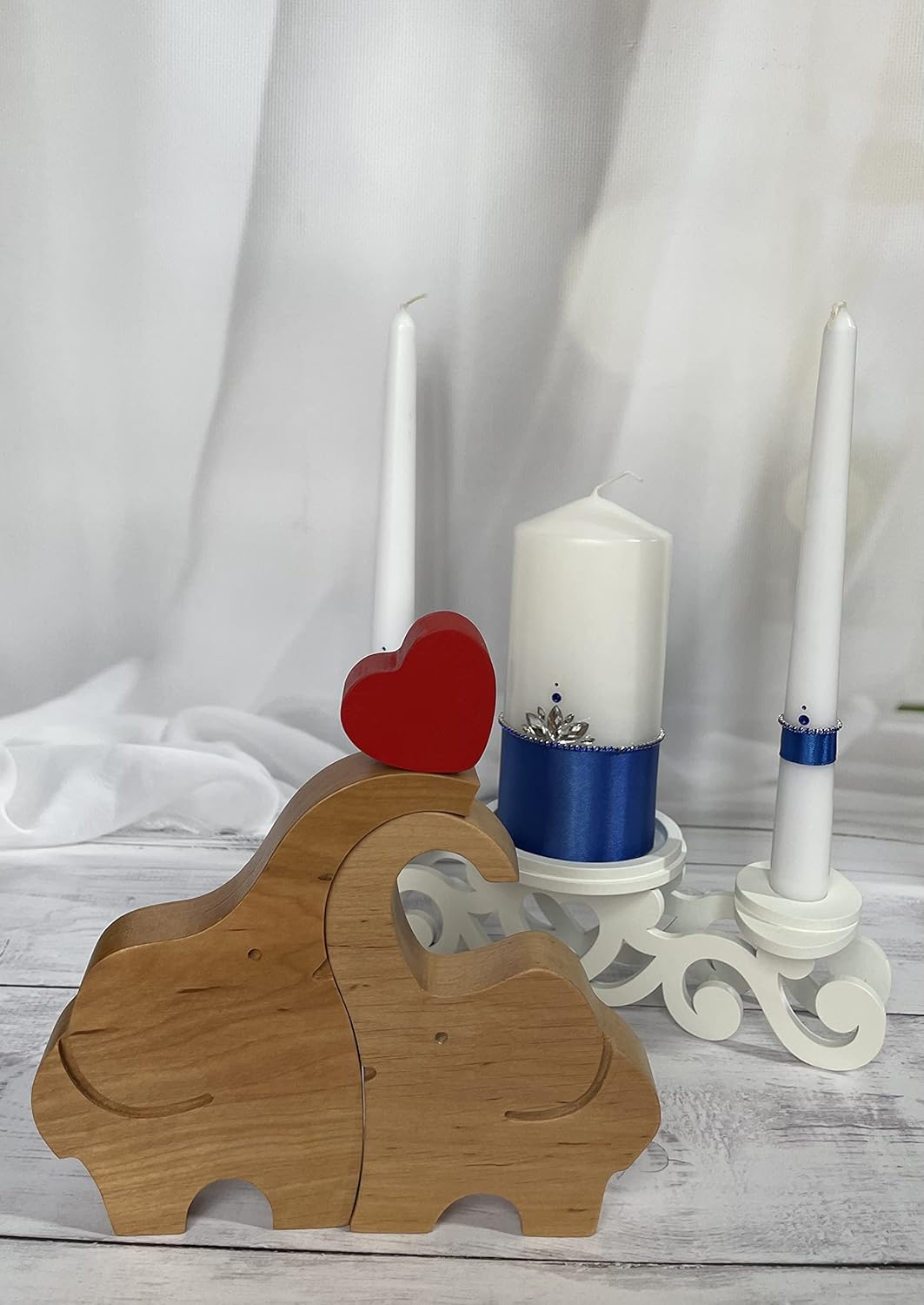 Magik Life Unity Candle Holder Set with Heart