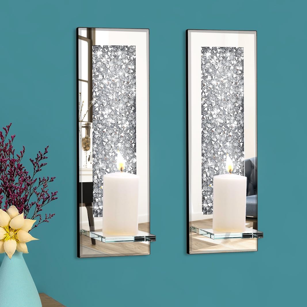 Pibeyer Crystal Crush Diamond Wall Candle Holder Set of 2