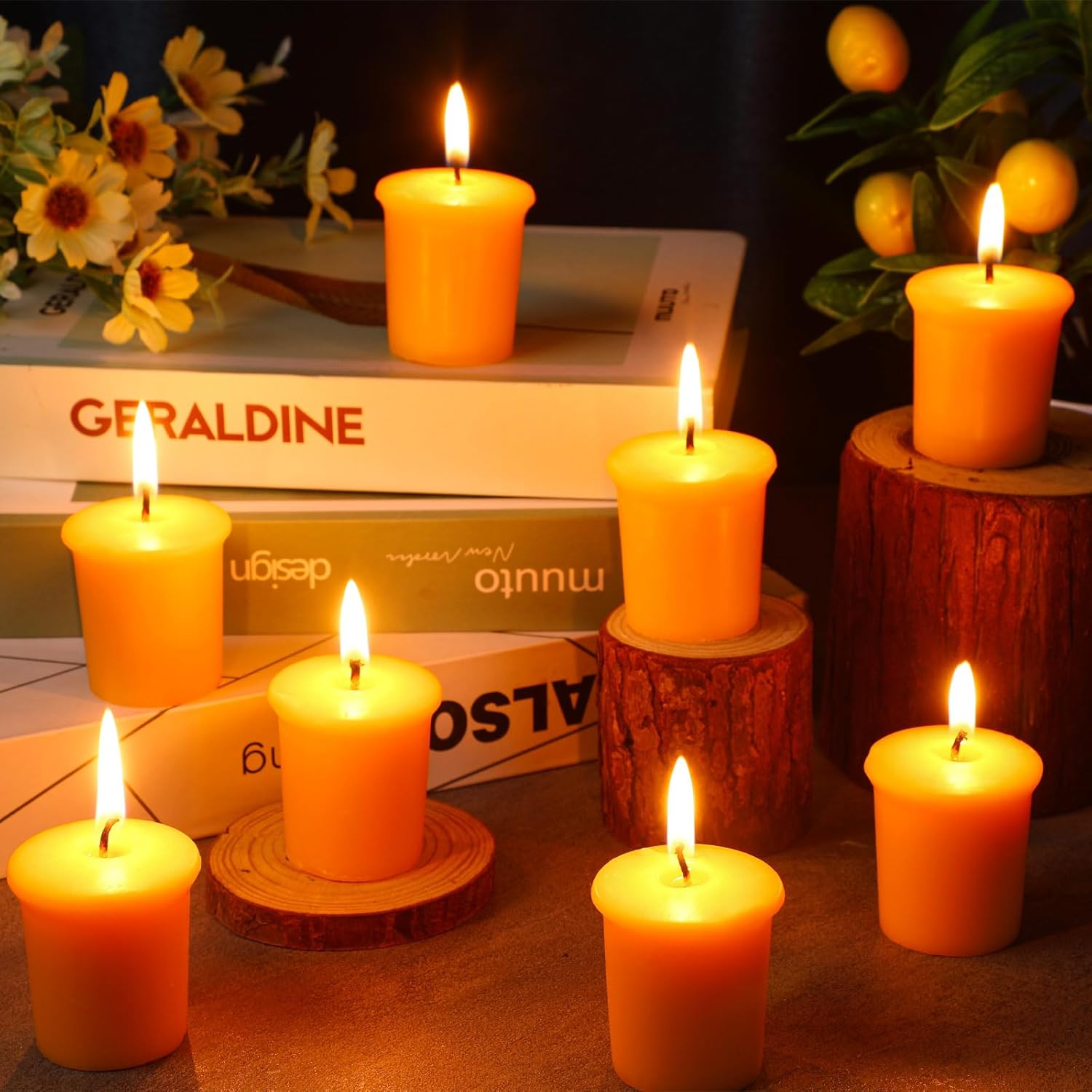 36 Pcs Pure Beeswax Votive Candles 15-Hr Burn Time Home Event Gift