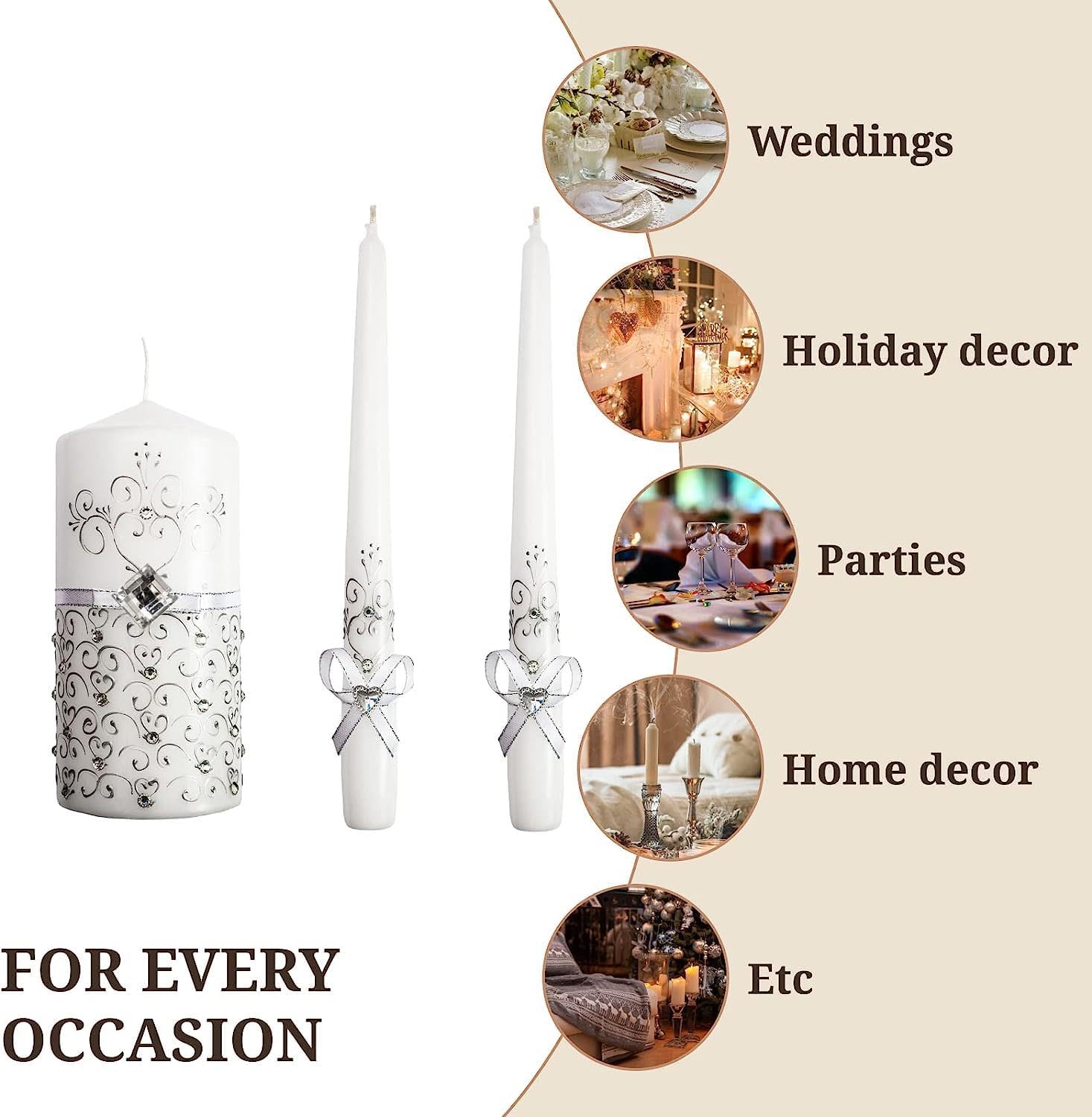 Three-Piece Unity Candle Set for Ceremony