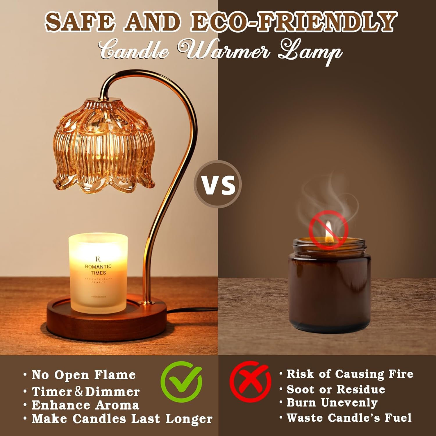 Funistree Dimmable Flower Candle Warmer Lamp with Timer