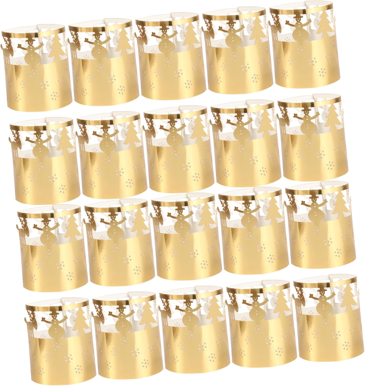 Ciieeo 50 Pcs Gold Christmas Candle Lampshade Decor
