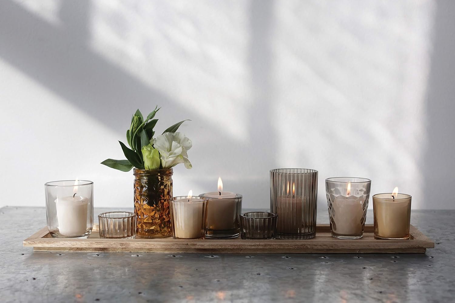 Solid Paulownia Wood Candleholder Set