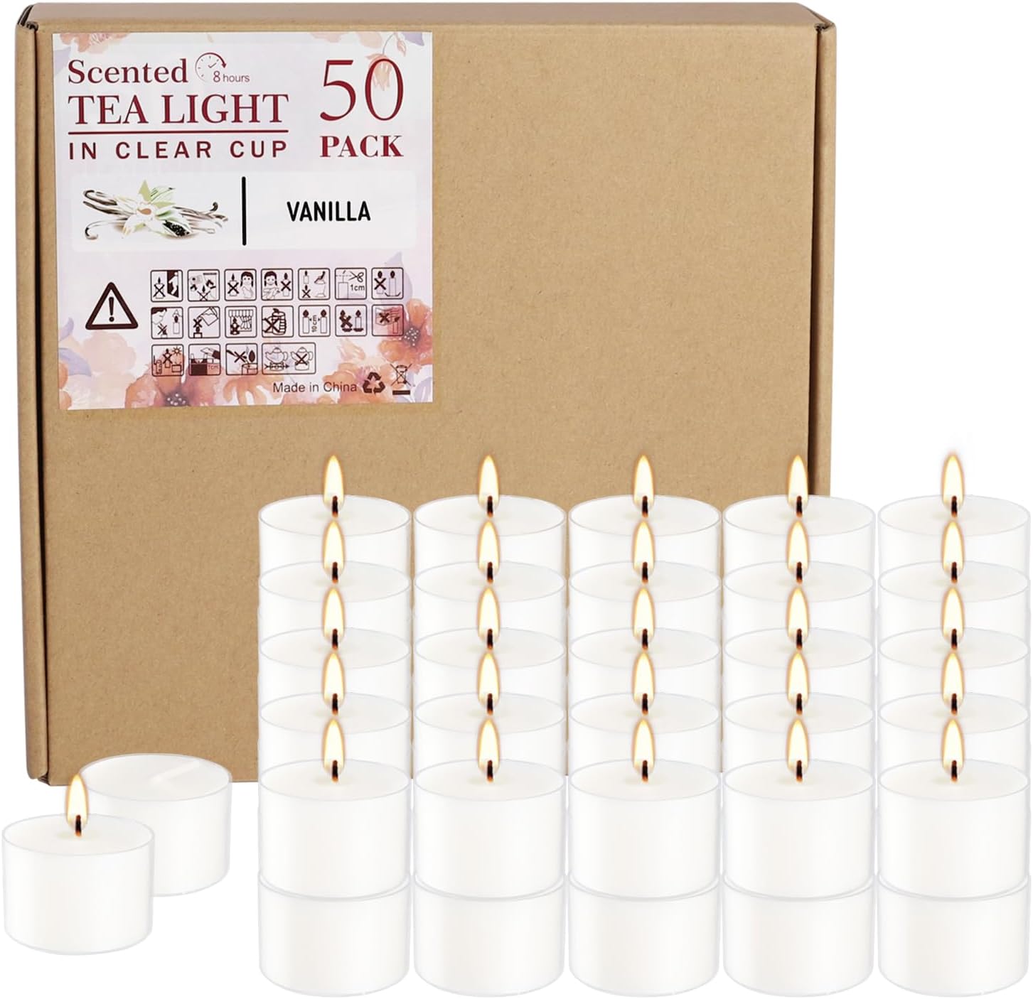 White Vanilla Scented Tealight Candle Set for Relaxation