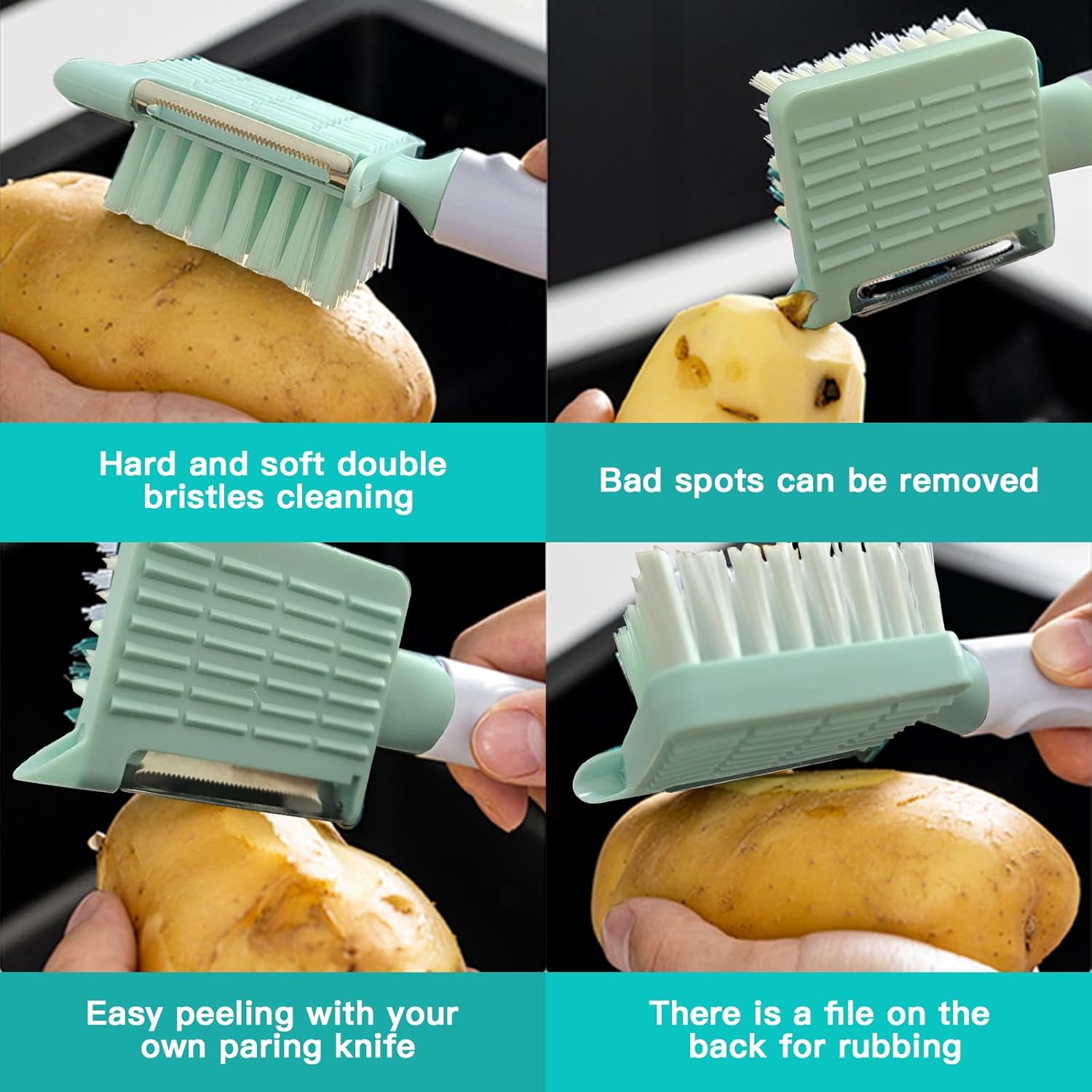 2 in 1 Vegetable Brush Julienne Peeler