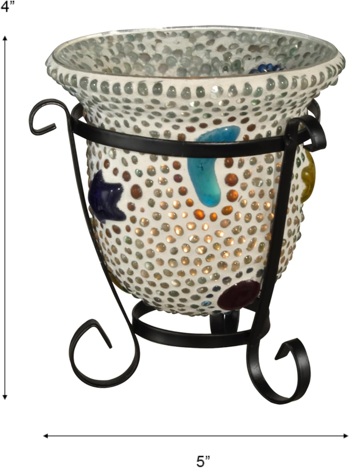Beaded Mosaic Art Glass Votive Set
