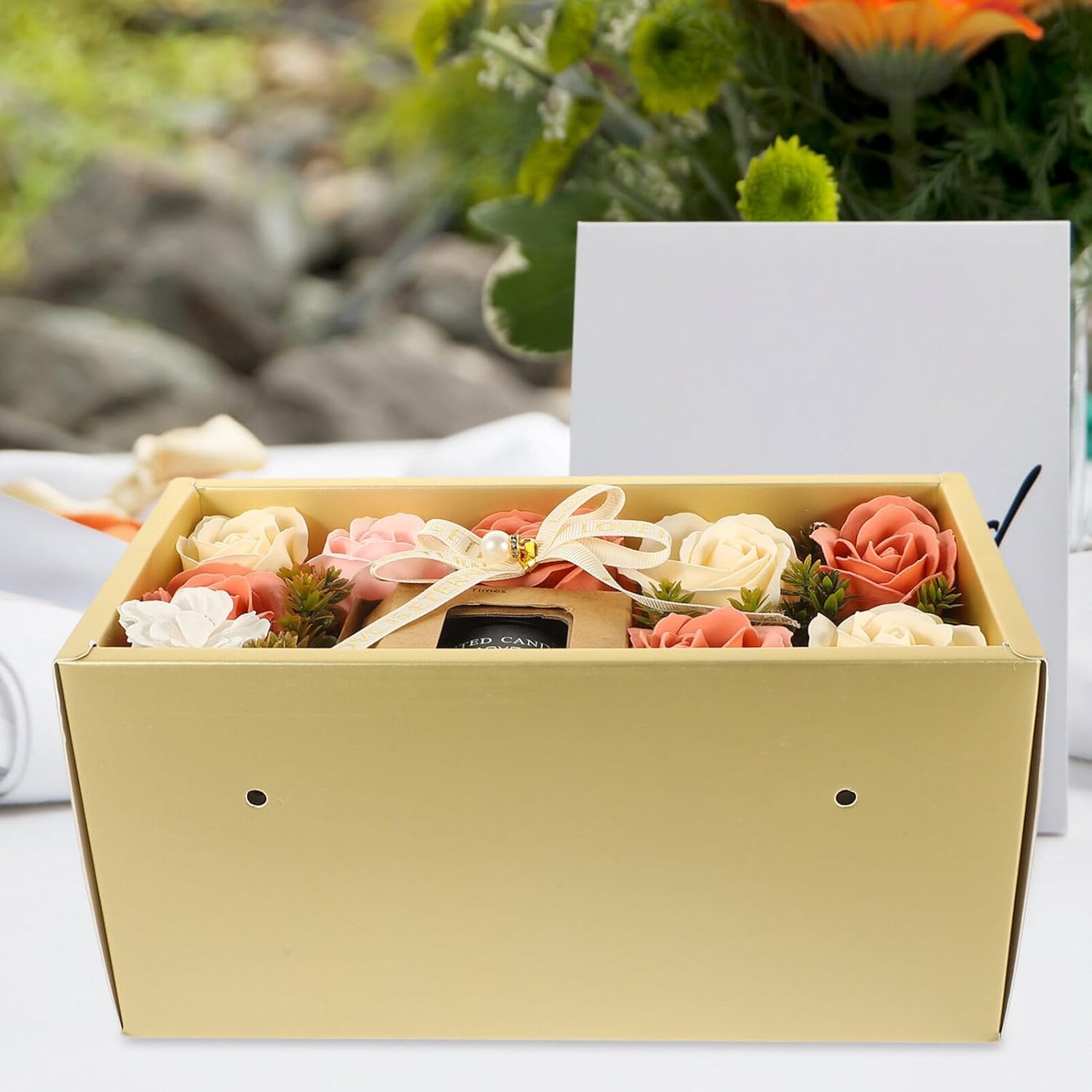 HOMSFOU Rose Light House Decorative Candle Box