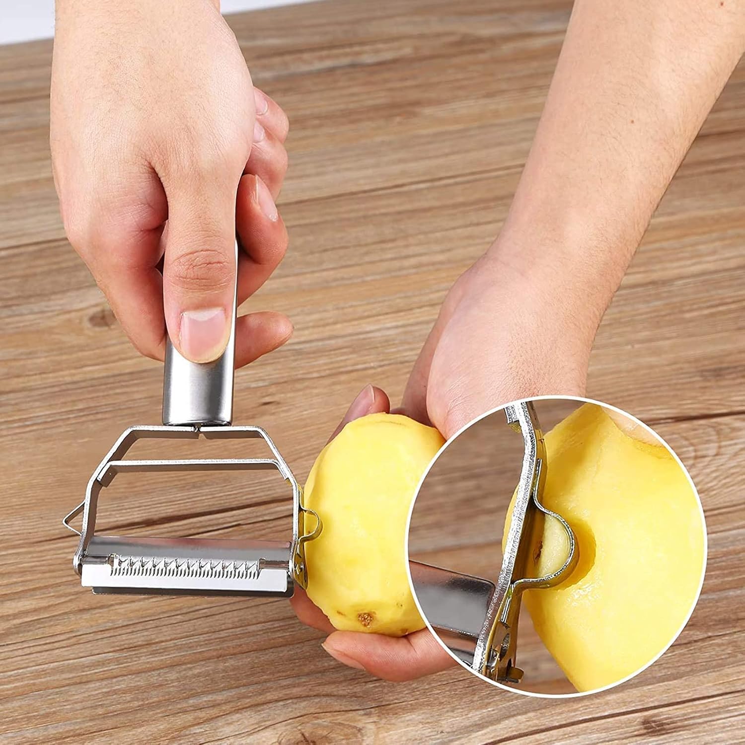 Stainless Steel dual blade vegetable peeler with handle