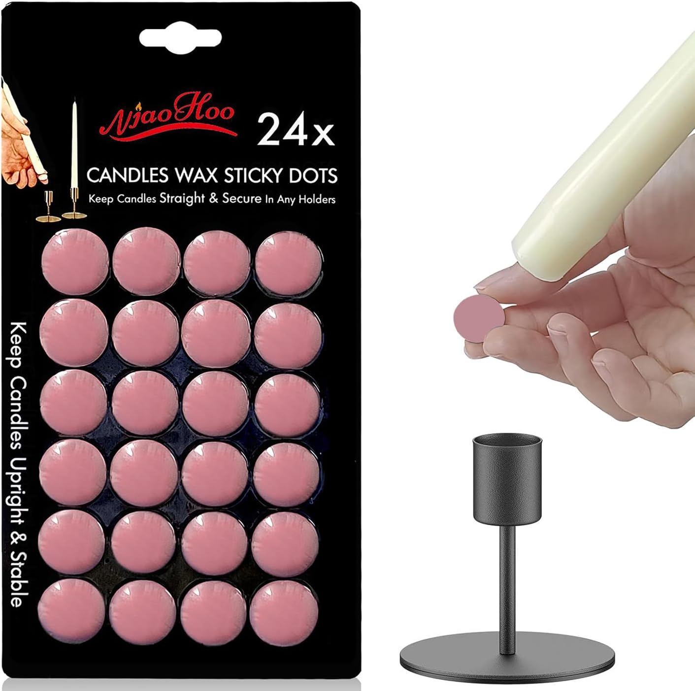 Safe Taper Adhesive Dots 24PK Pink for Any Surface