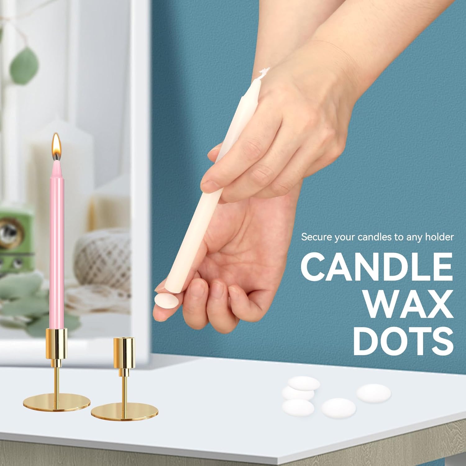 White Candle Wax Dots Adhesive Set of 24 for Candles