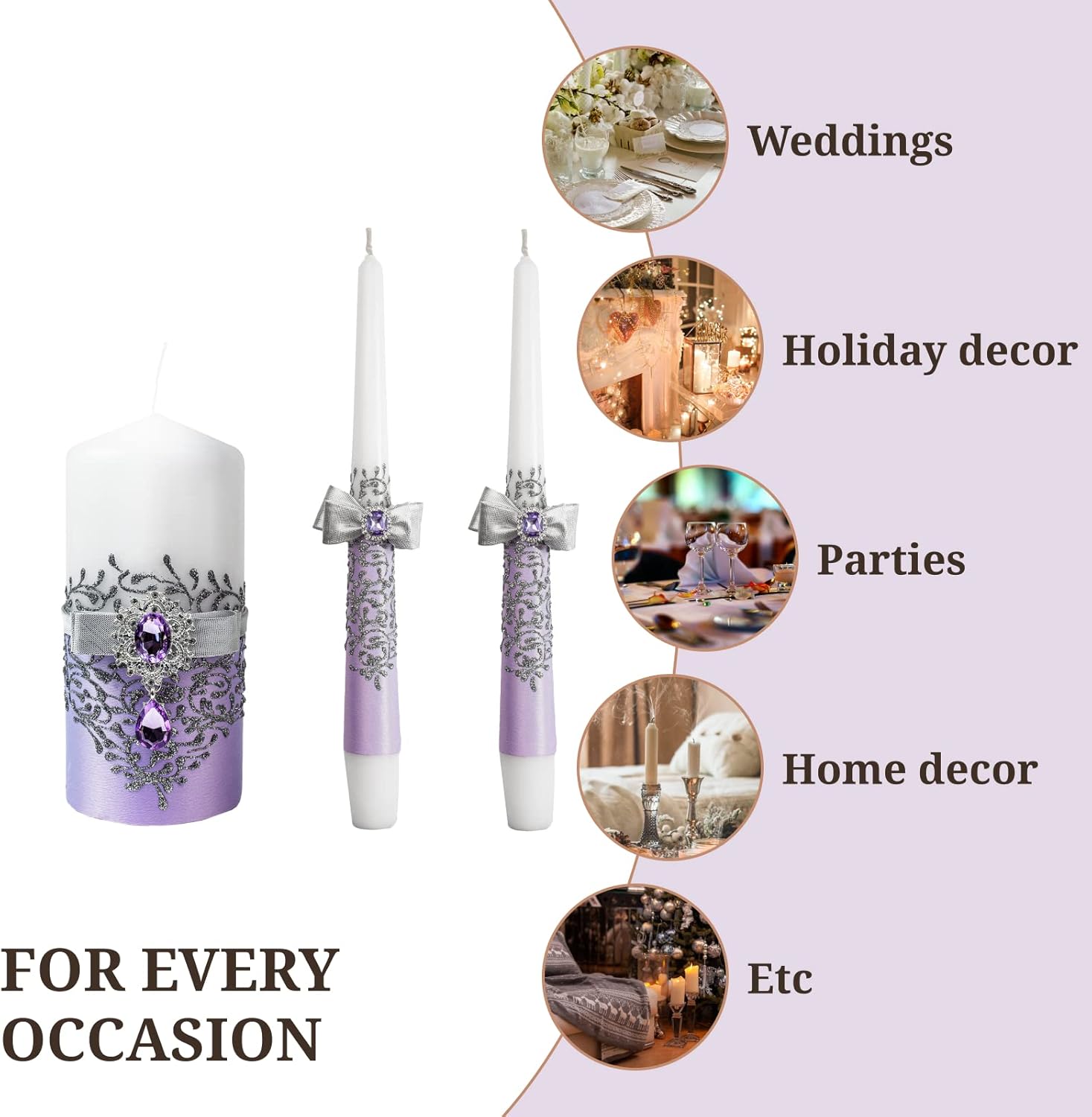 VABA Purple Unity Candle Set