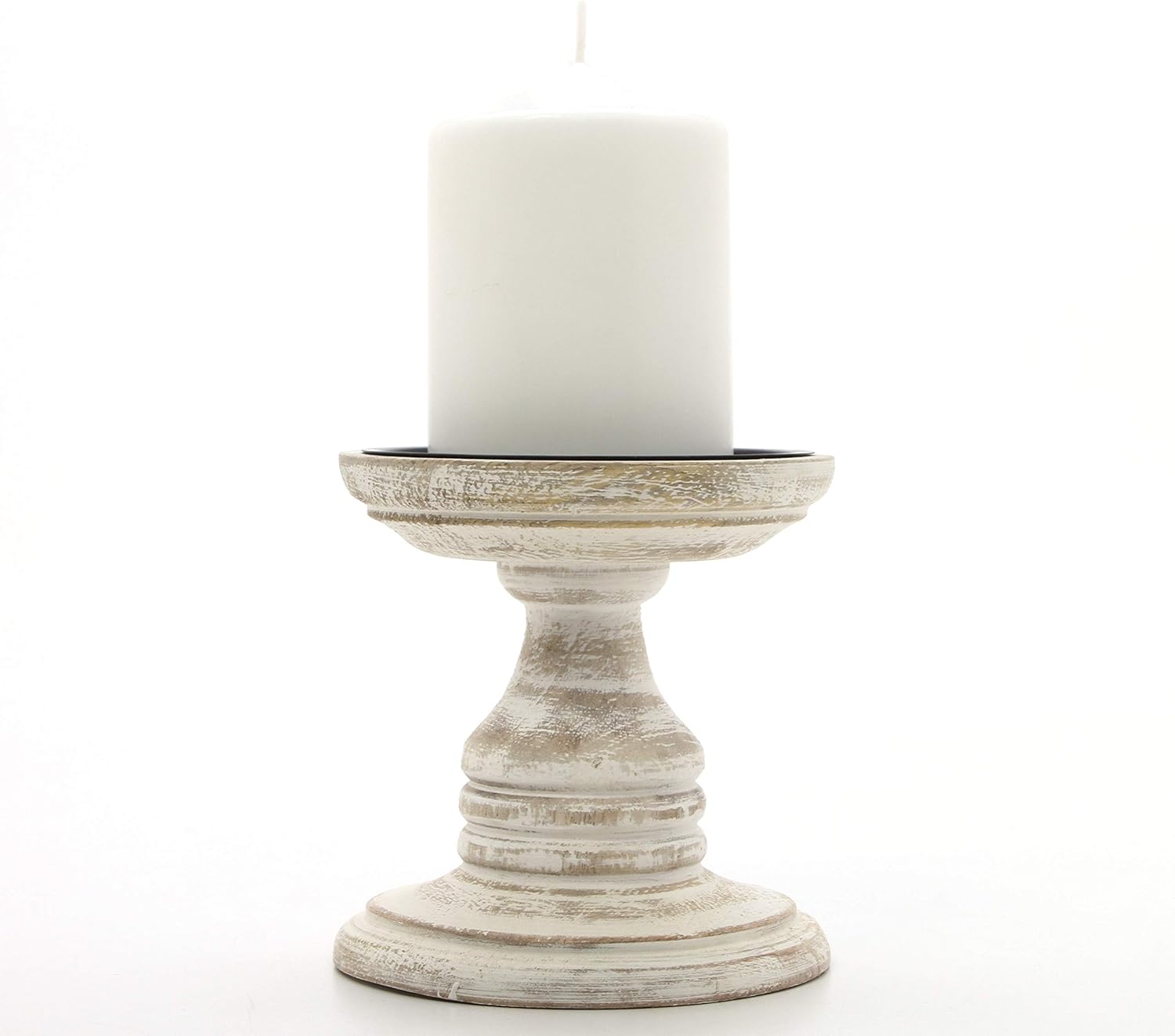 Hosleys 2-Piece White Wood Pillar Holders - Aromatherapy Wedding Gift Set