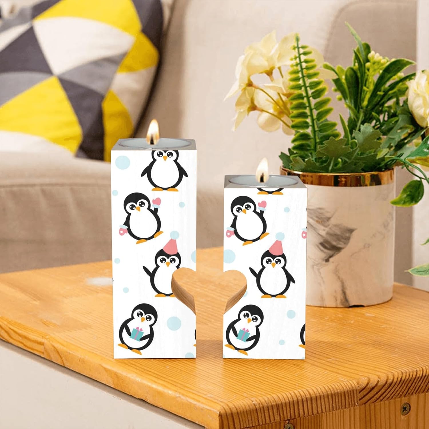 Little Cartoon Penguins Candle Holders