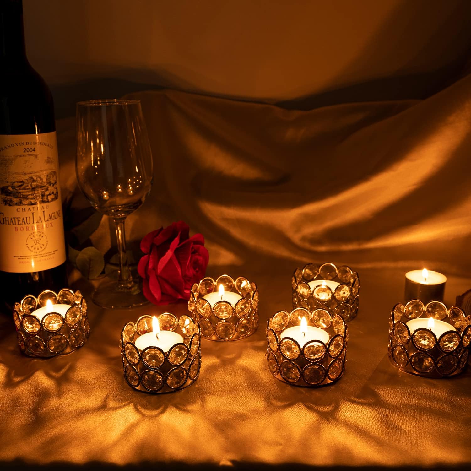 Vincigant 12-Piece Gold Crystal Candleholder Set