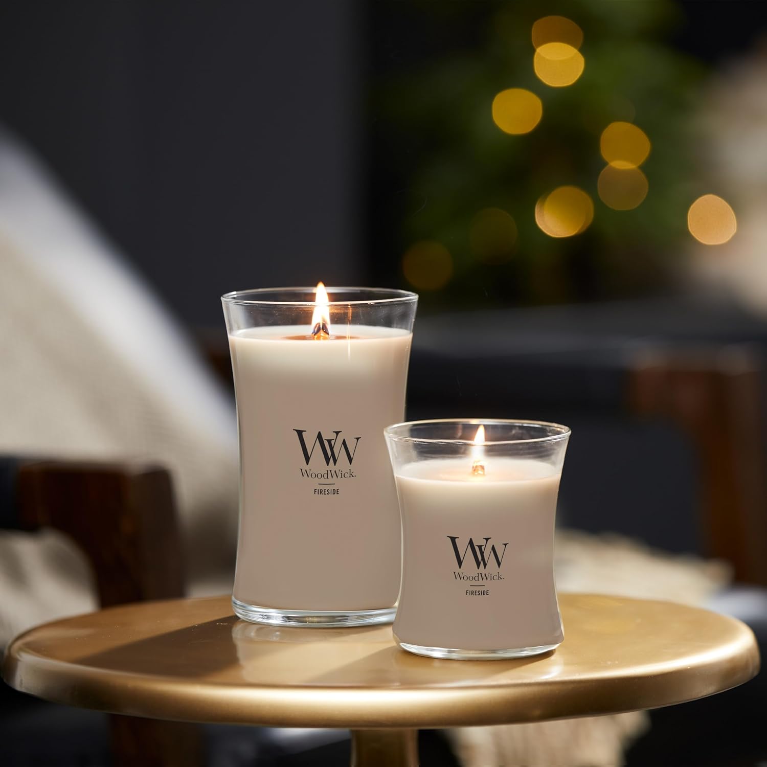 WoodWick Medium Hourglass CandleFireside Scent Premium Soy crackles 97oz