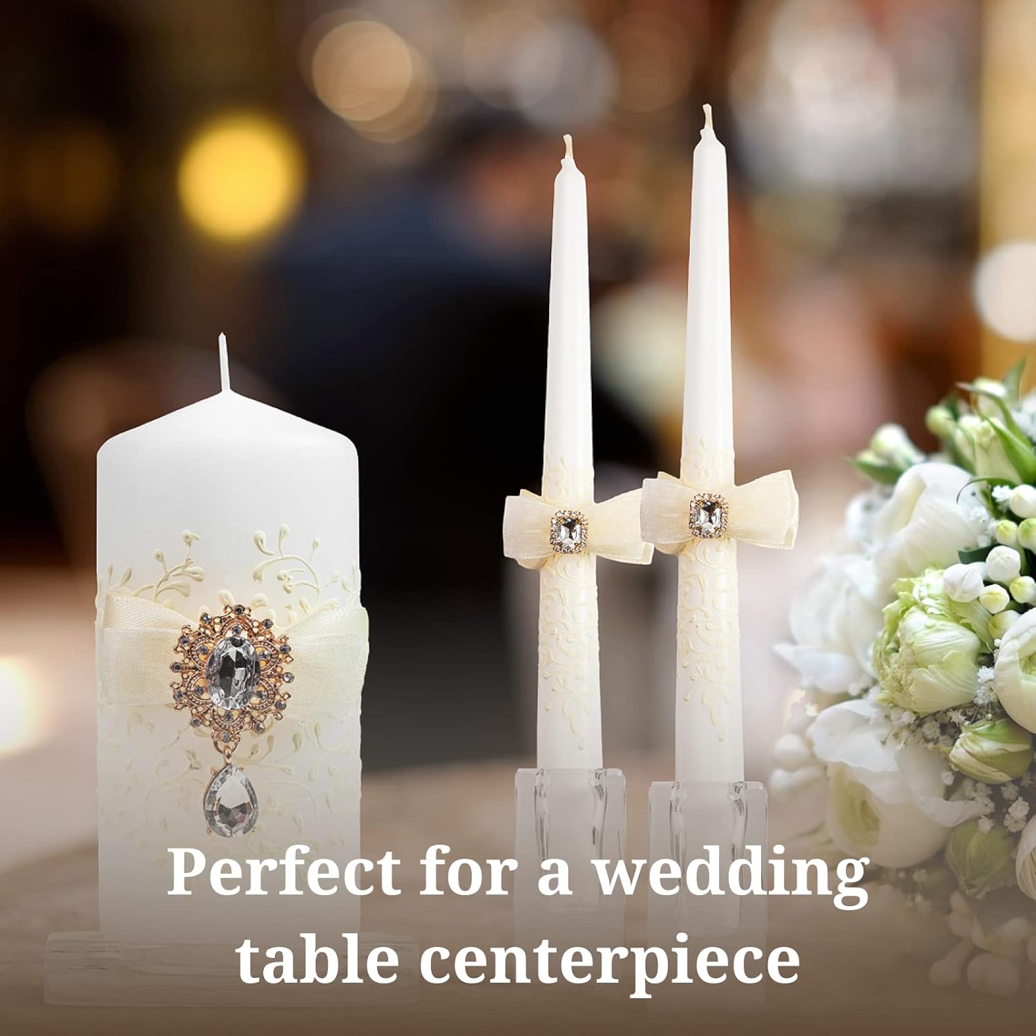 VABA 106 Taper Pillar Unity Candle Set for Weddings