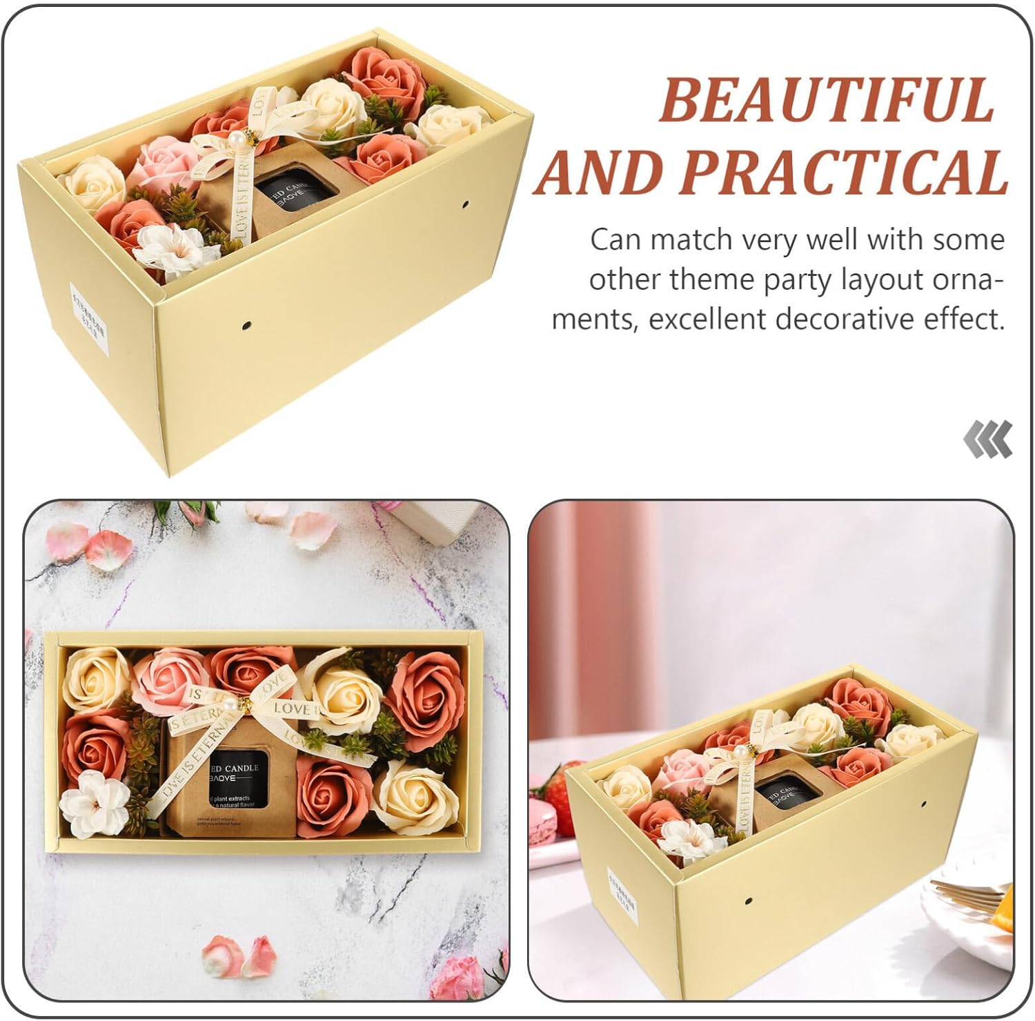HOMSFOU Rose Light House Decorative Candle Box