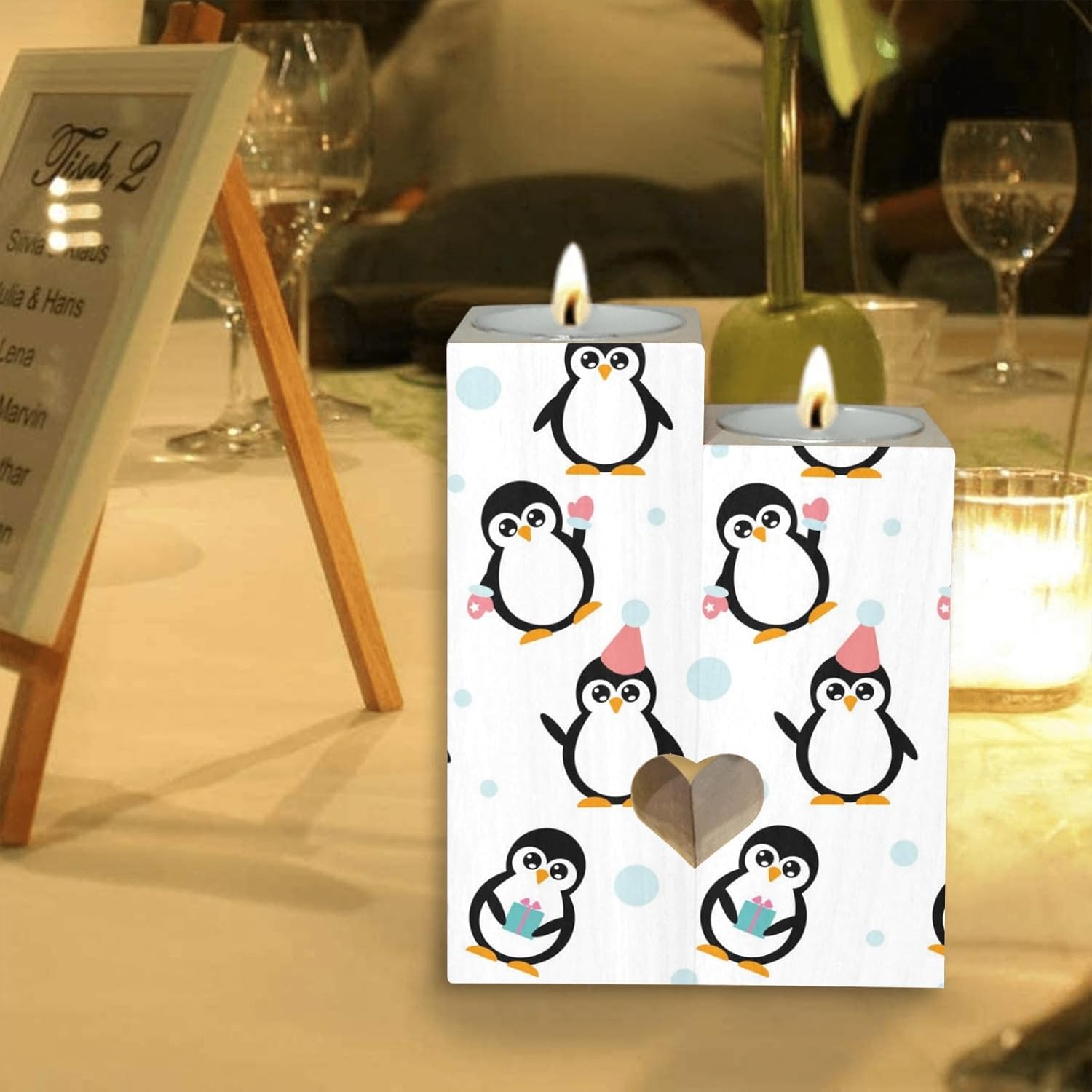 Little Cartoon Penguins Candle Holders