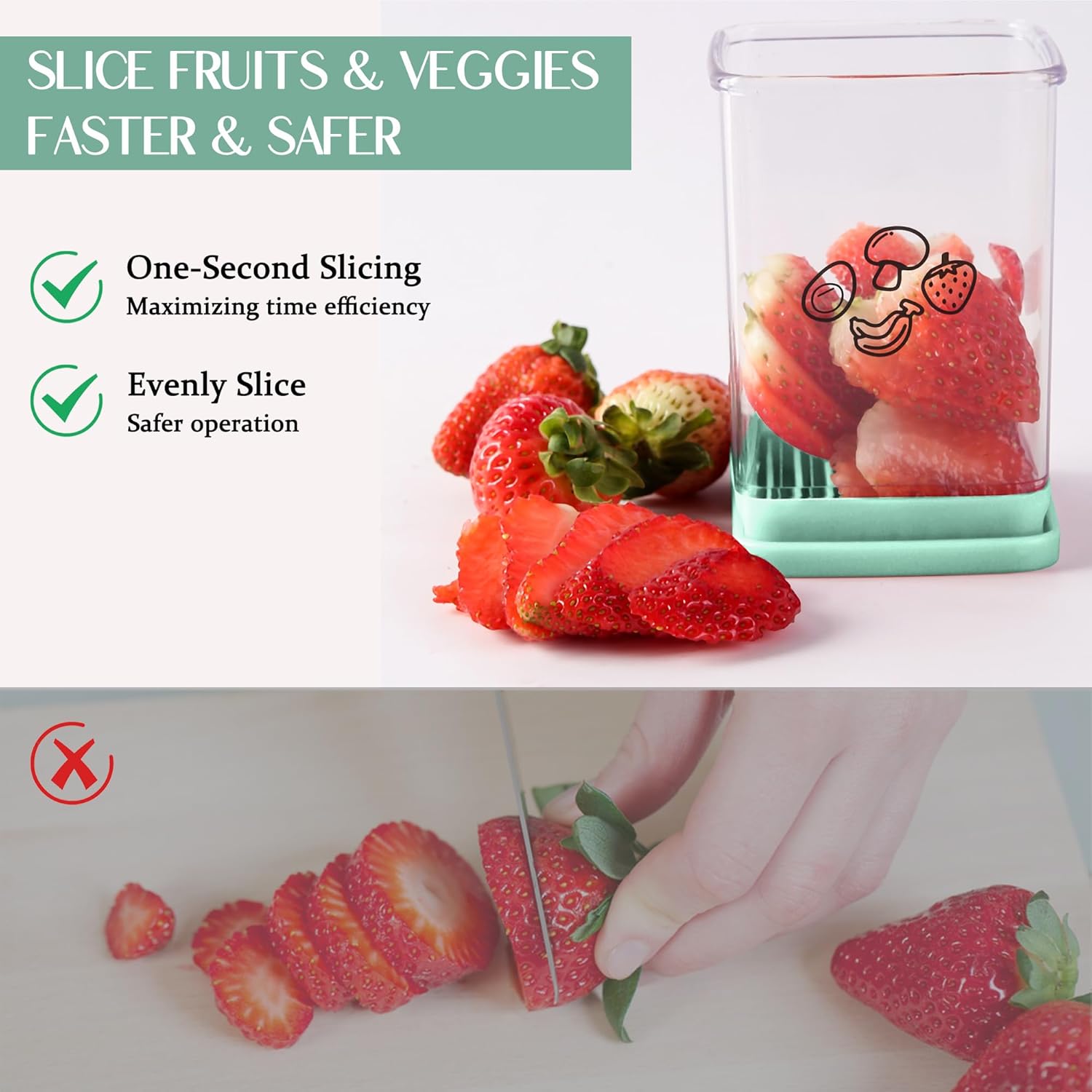 Stainless Steel Fruit Slicer with Push Plate