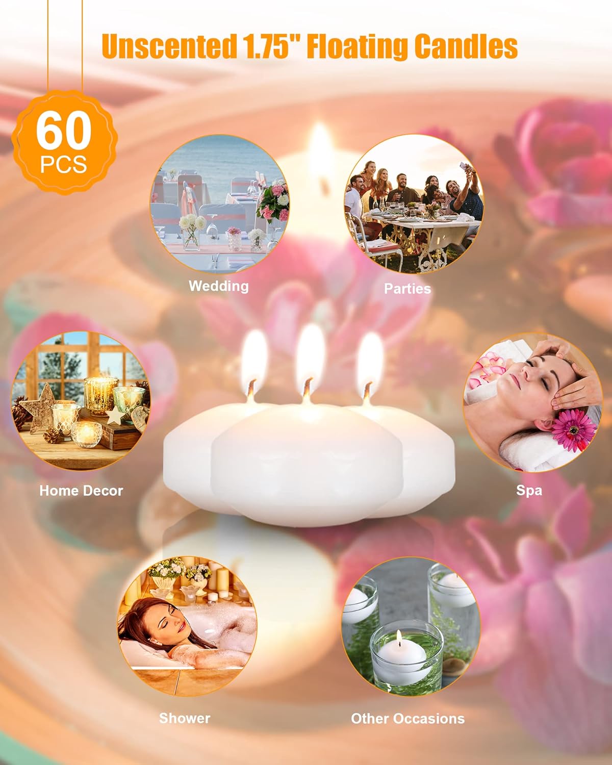 Sealed-Top Floating Tealight Candles Elegant White Set
