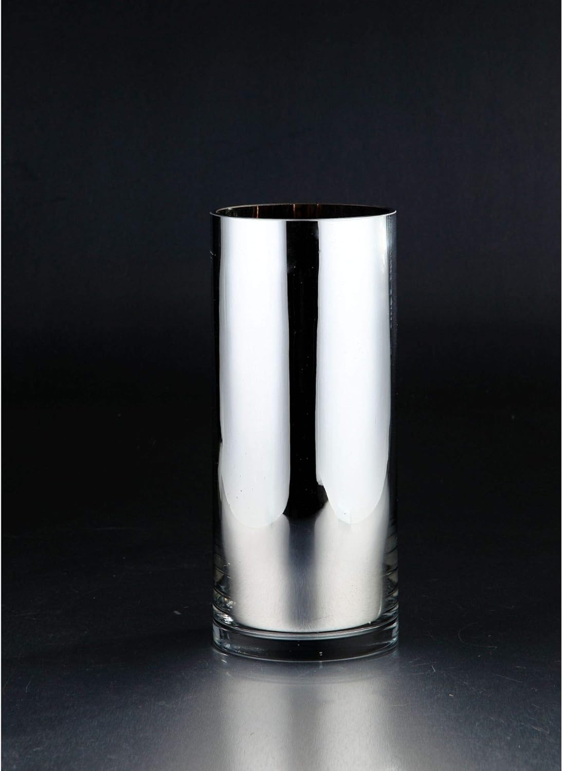 Shiny Silver Hand-Blown Glass Pillar Candle Holder