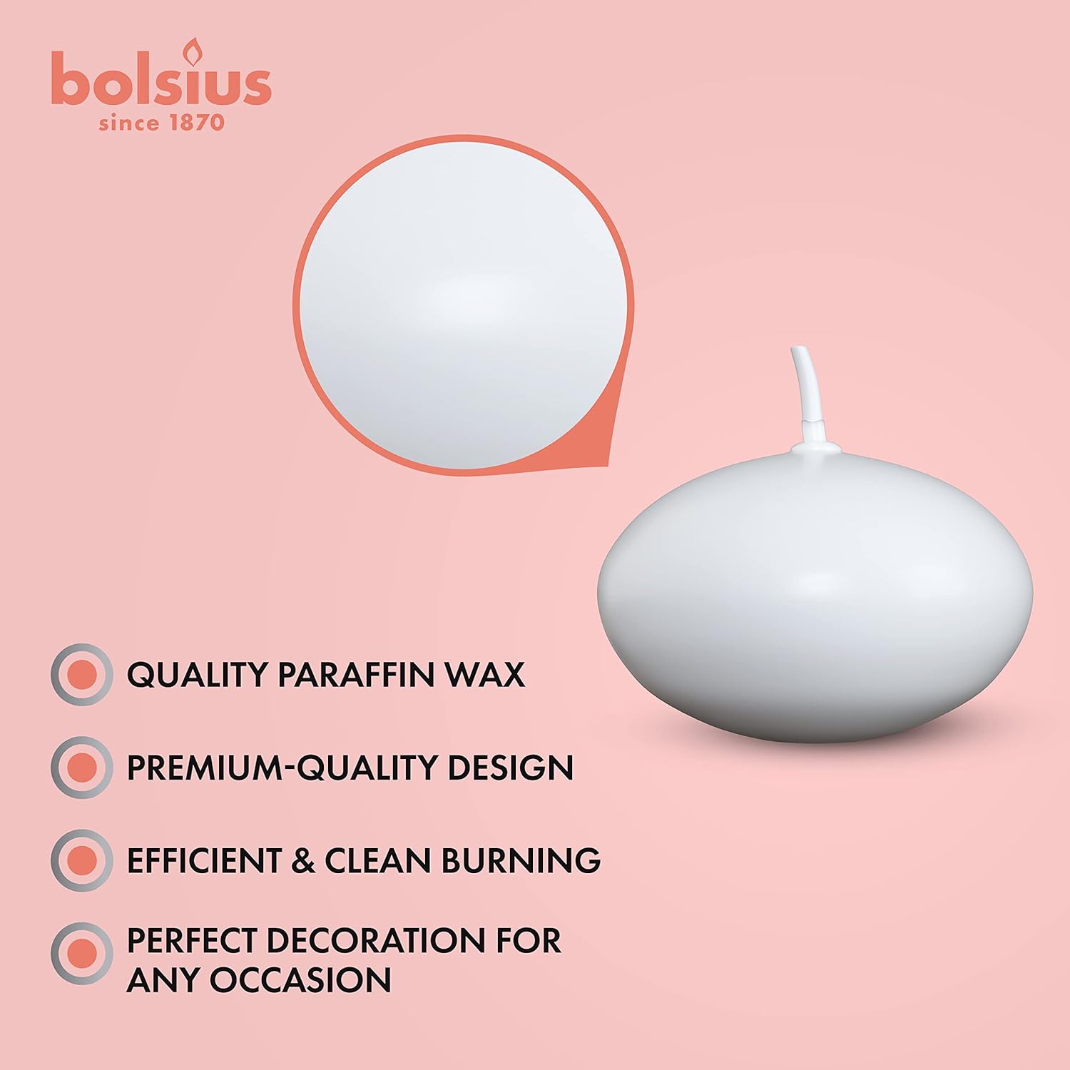 BOLSIUS 175 White Floating Candles Set of 40 - Elegant Party Accessories