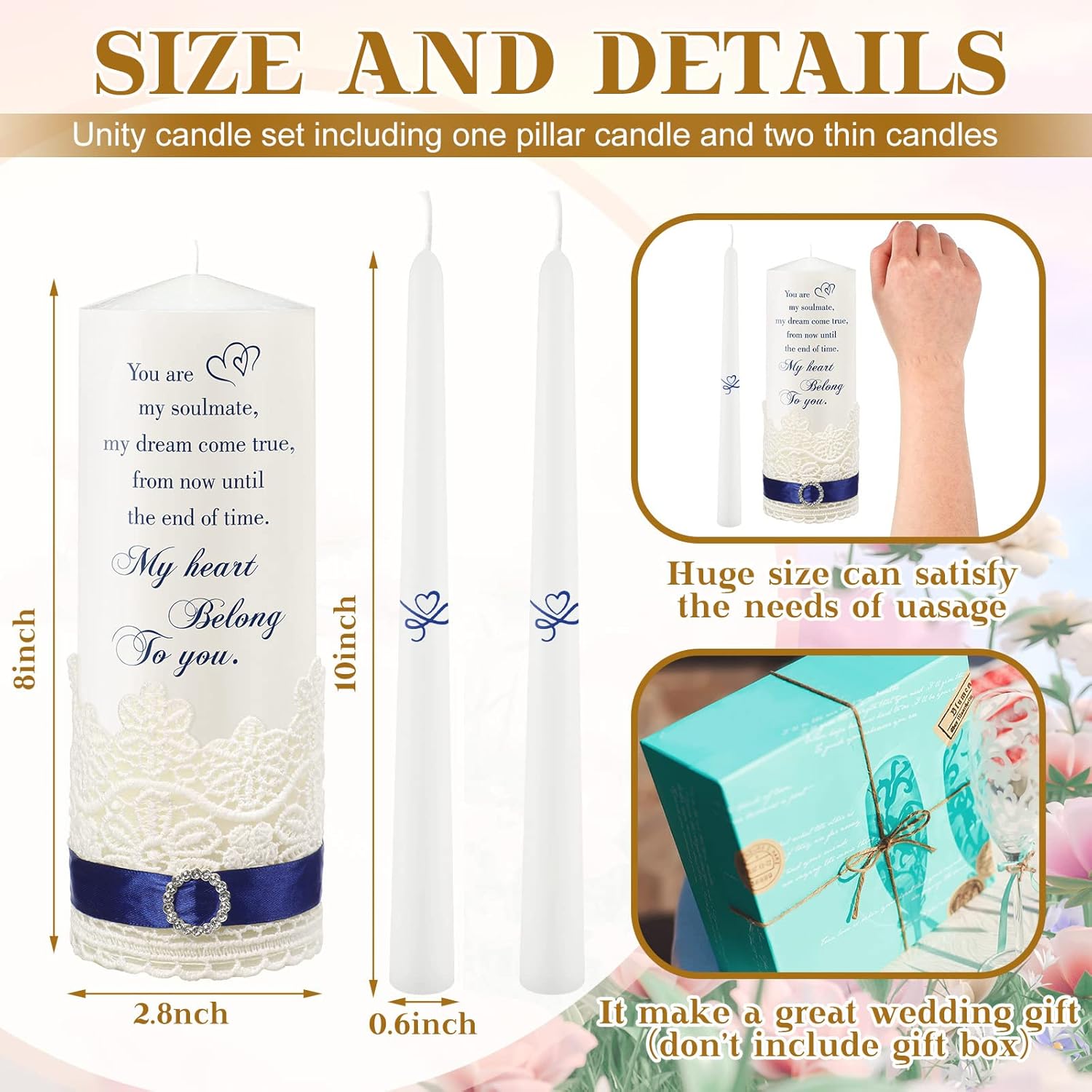 Elegant Heart-Shaped Union Candles Wedding Set