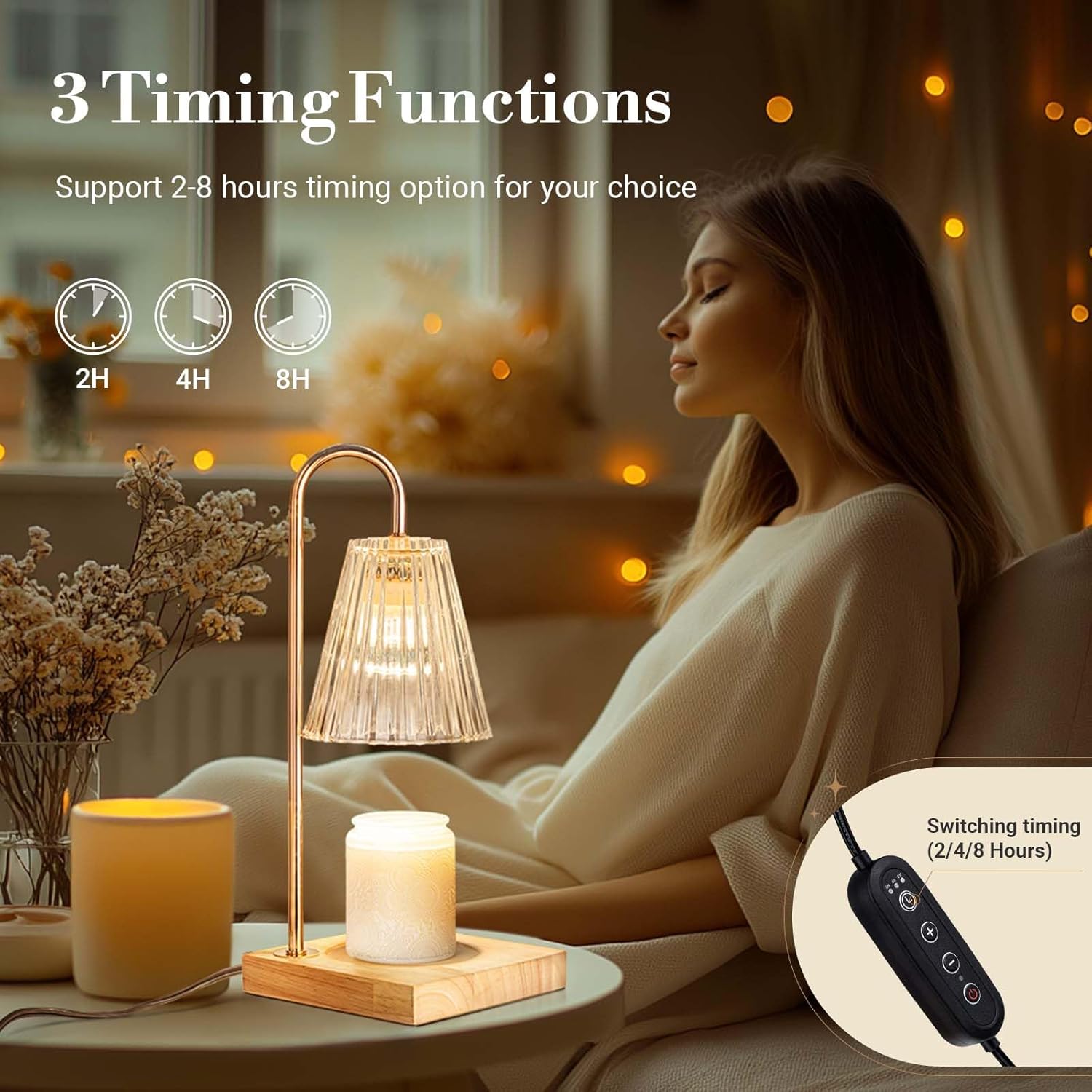 Candle Warmer Lamp with Timer Dimmer for Safe Scented Burning