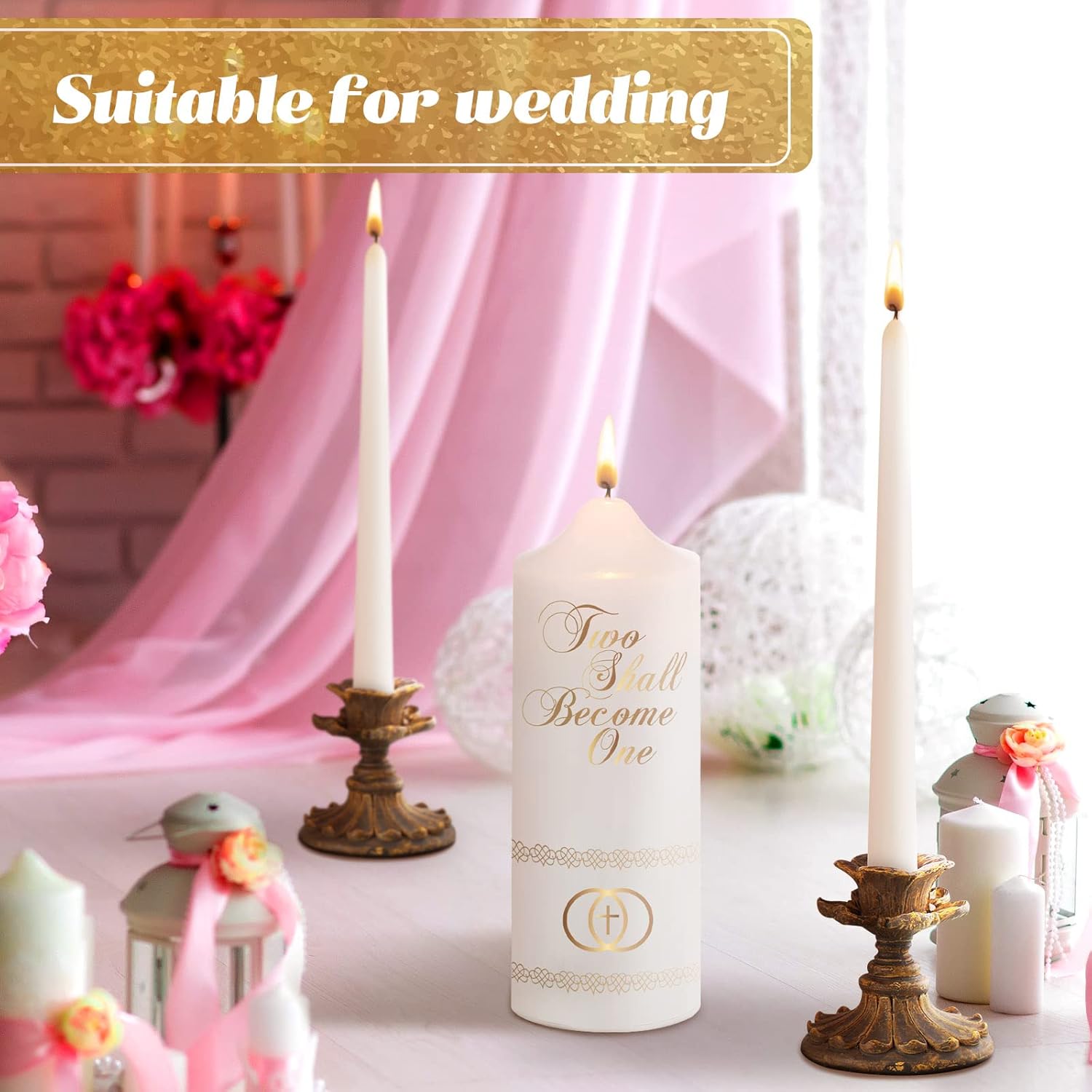 Frienda Wedding Unity Taper Candles Set 2x10 1x8 inches Cross Design