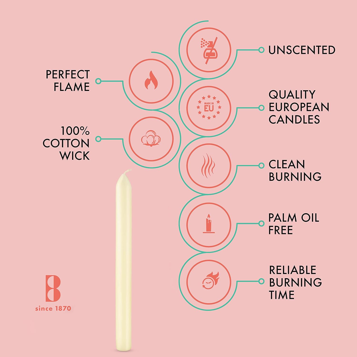 BOLSIUS Ivory Dinner Candles - Set of 10 9-Inch Unscented Durable Candles