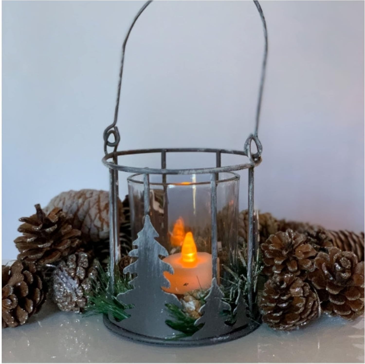 Cozy Christmas Candle Holder with Pinecones Greenery - 85inch