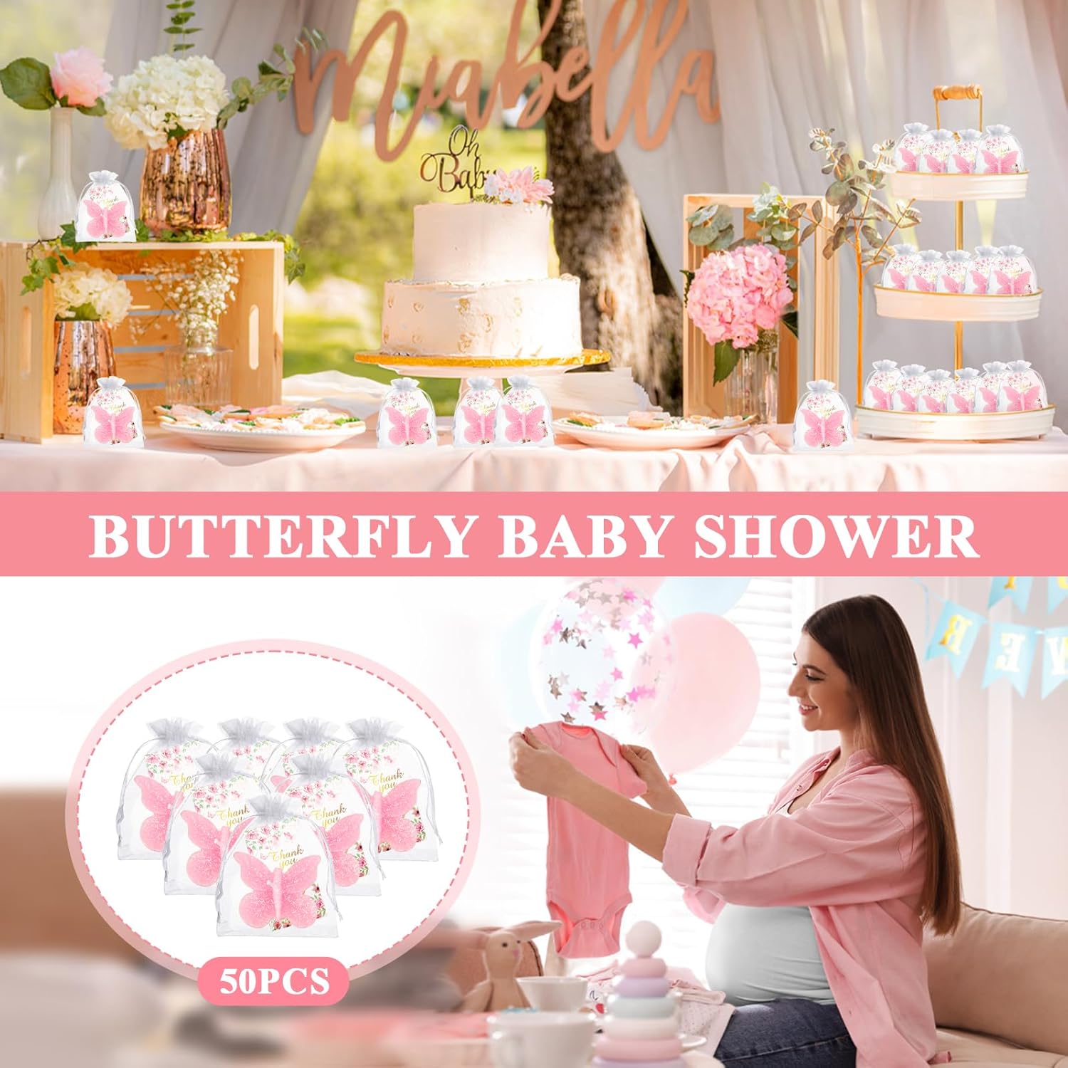 KBTDYHYY 50-Set Butterfly Baby shower Party Favors