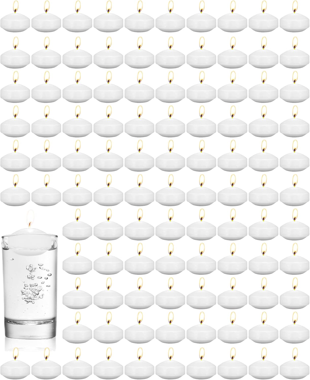 Sealed-Top Floating Tealight Candles Elegant White Set