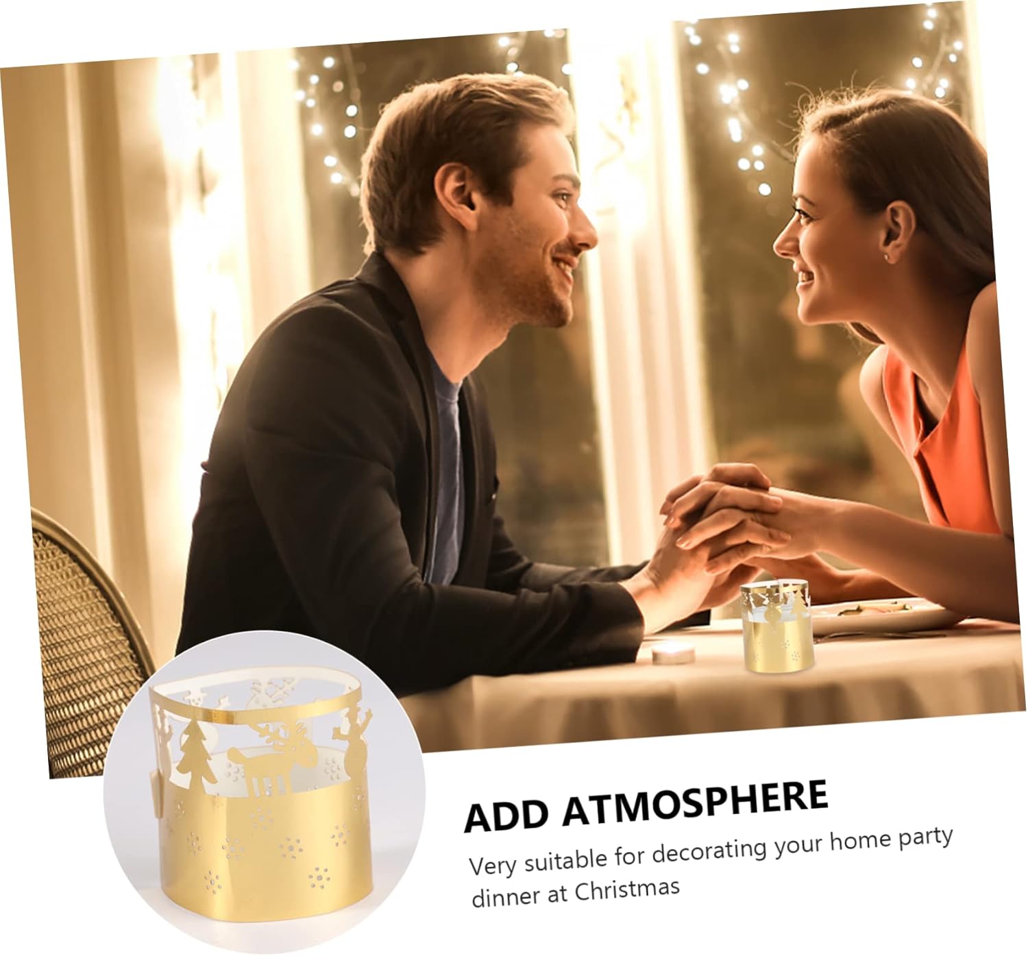 Ciieeo 50 Pcs Gold Christmas Candle Lampshade Decor