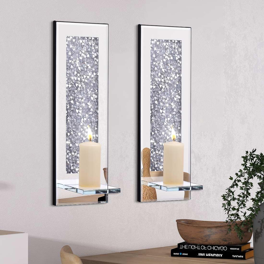 Pibeyer Crystal Crush Diamond Wall Candle Holder Set of 2