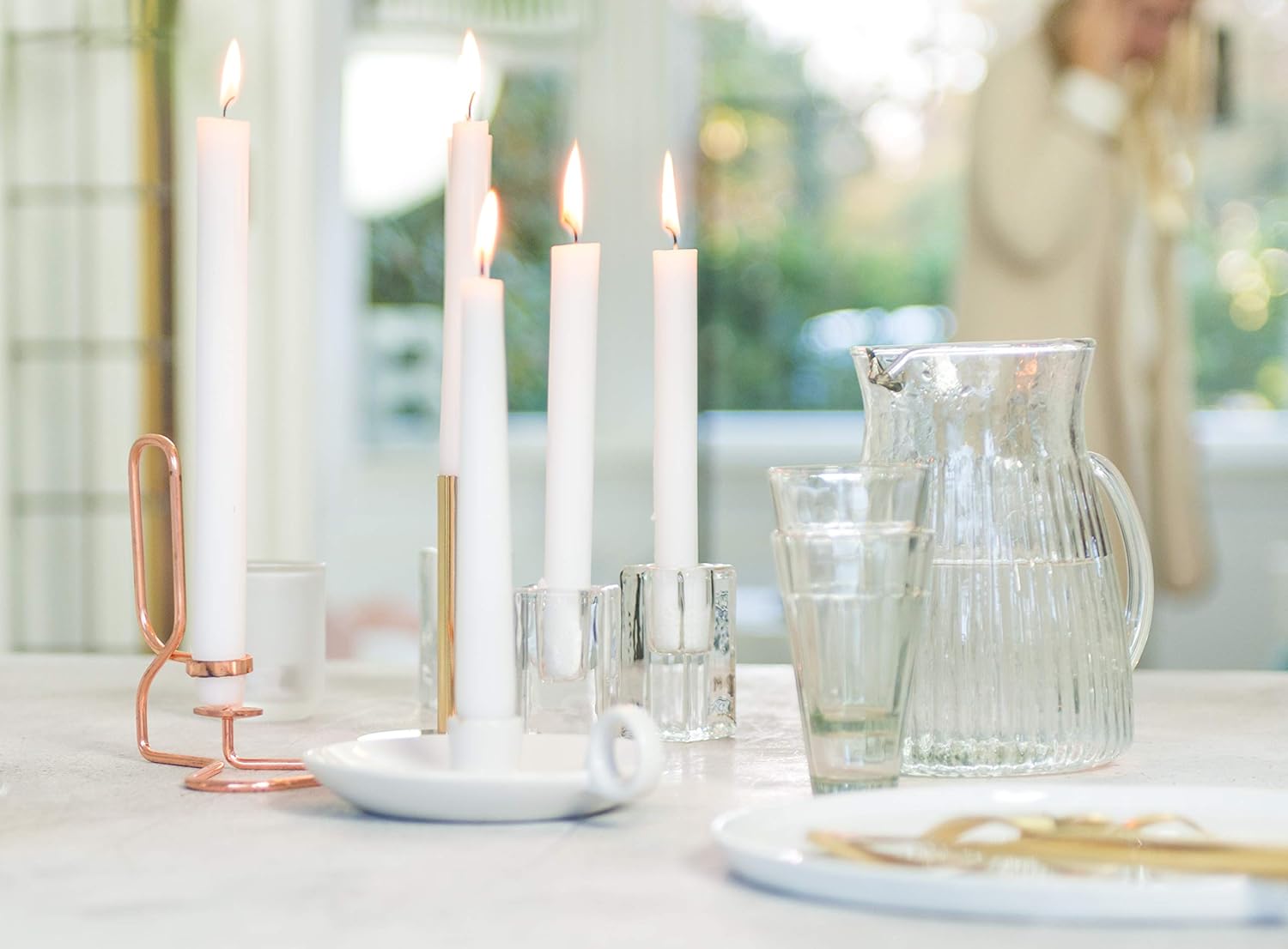 BOLSUS White Candlesticks - 50 Picks Dripless Long-Lasting No Smoke Fresh Candle