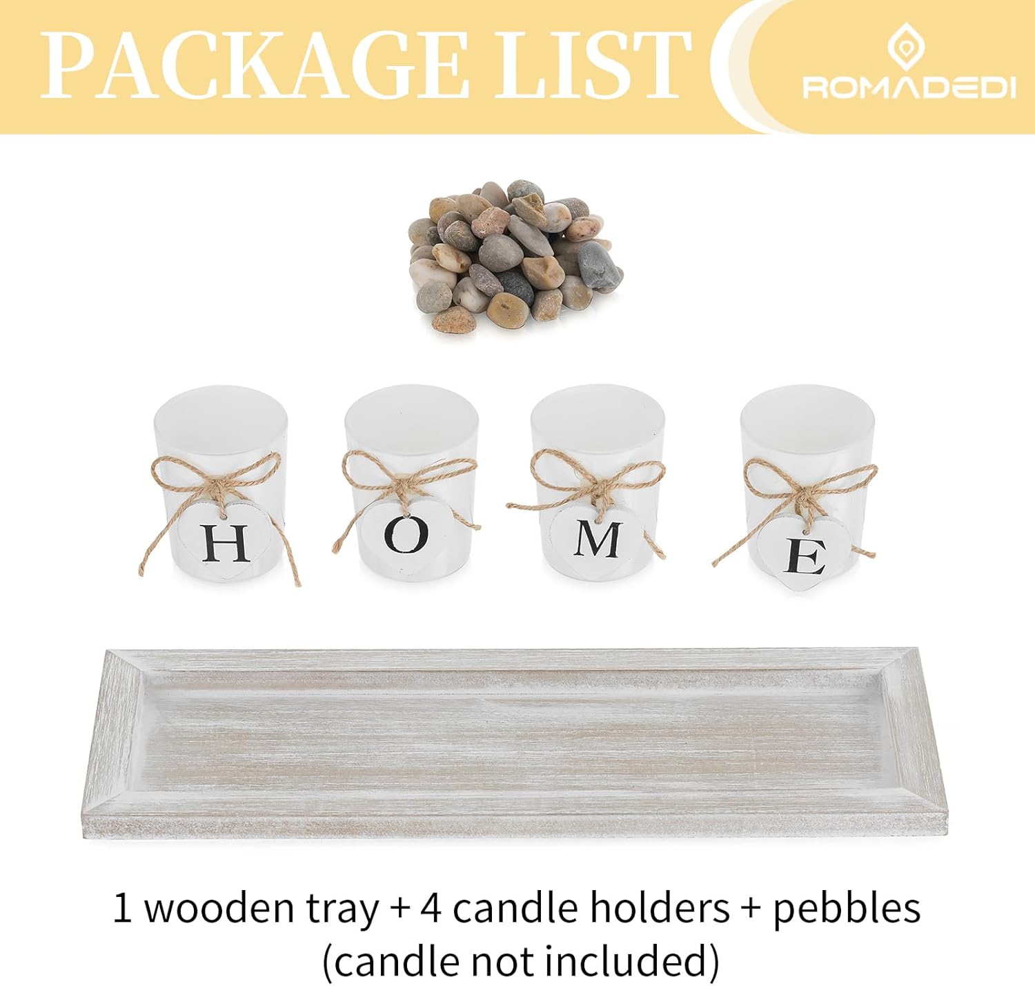 Romadedi Rustic Wooden Candle Holder Set for Living Rooms