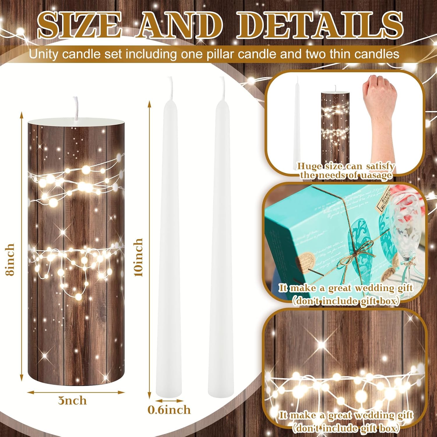 Irenare Elegant Unity Candle Set with Stand for Weddings
