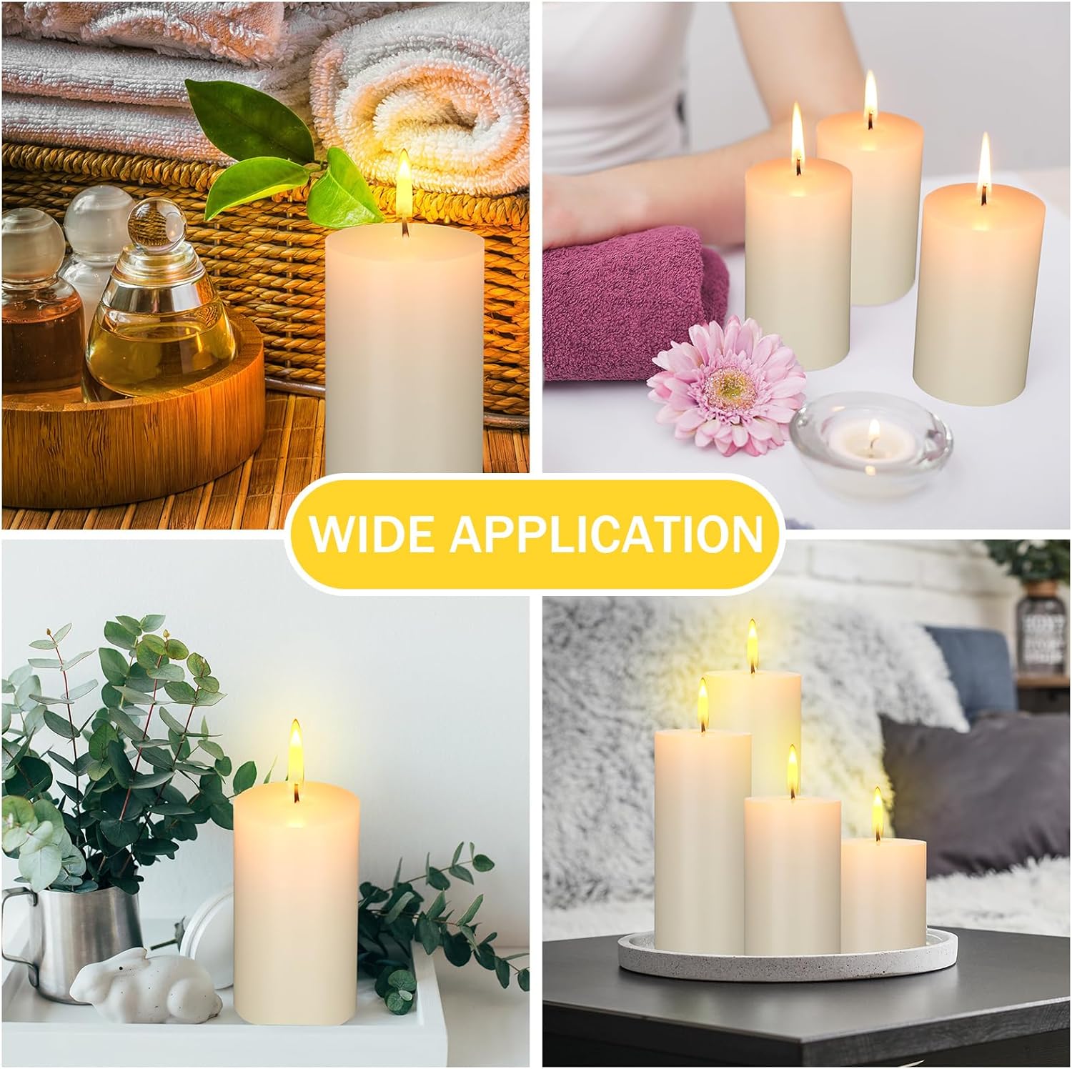 MTLEE 36 Pcs Pillar Candles Bulk Set - Dripless 38hr Burn